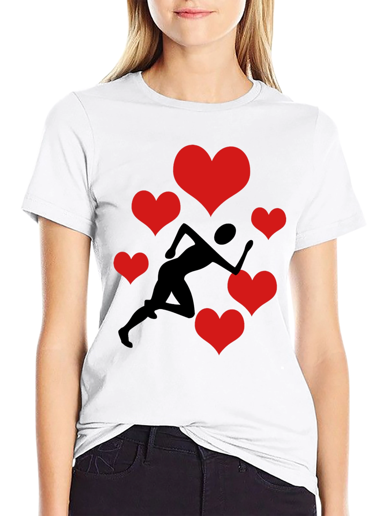 Runner of Hearts Graphic Tee - Black Cotton T-Shirt