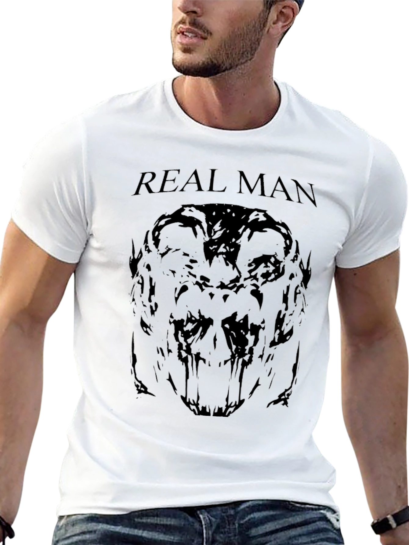 Real Man Graphic Tee - Dark Skull Print