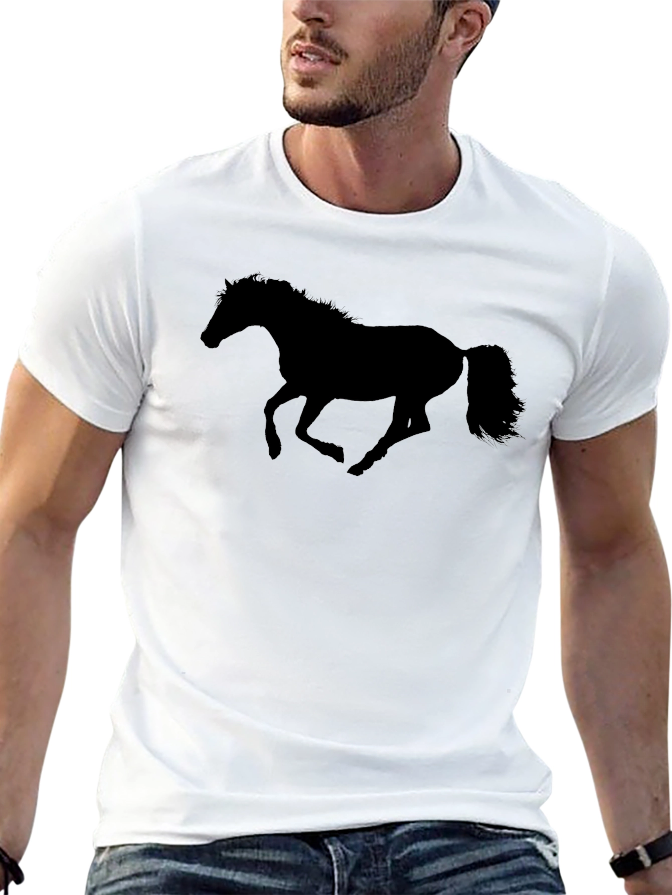 Black Horse Silhouette Graphic T-Shirt