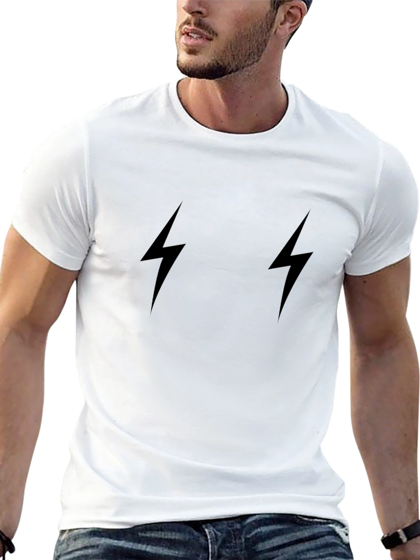 Black T-Shirt with Lightning Bolt Design