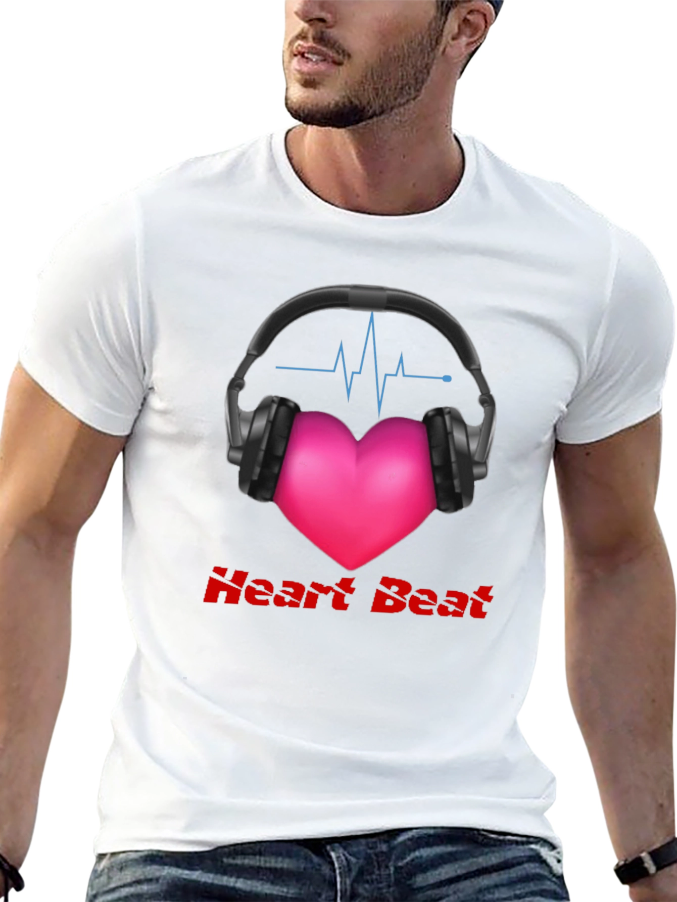 Heartbeat Headphones Graphic Tee - Music Lovers Shirt