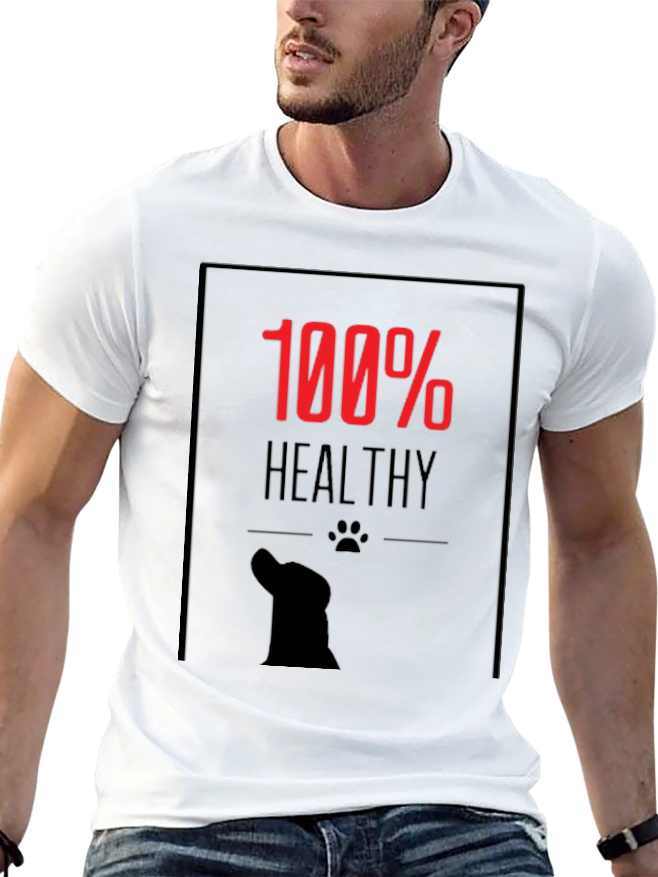 100% Healthy Dog Lover Black T-Shirt