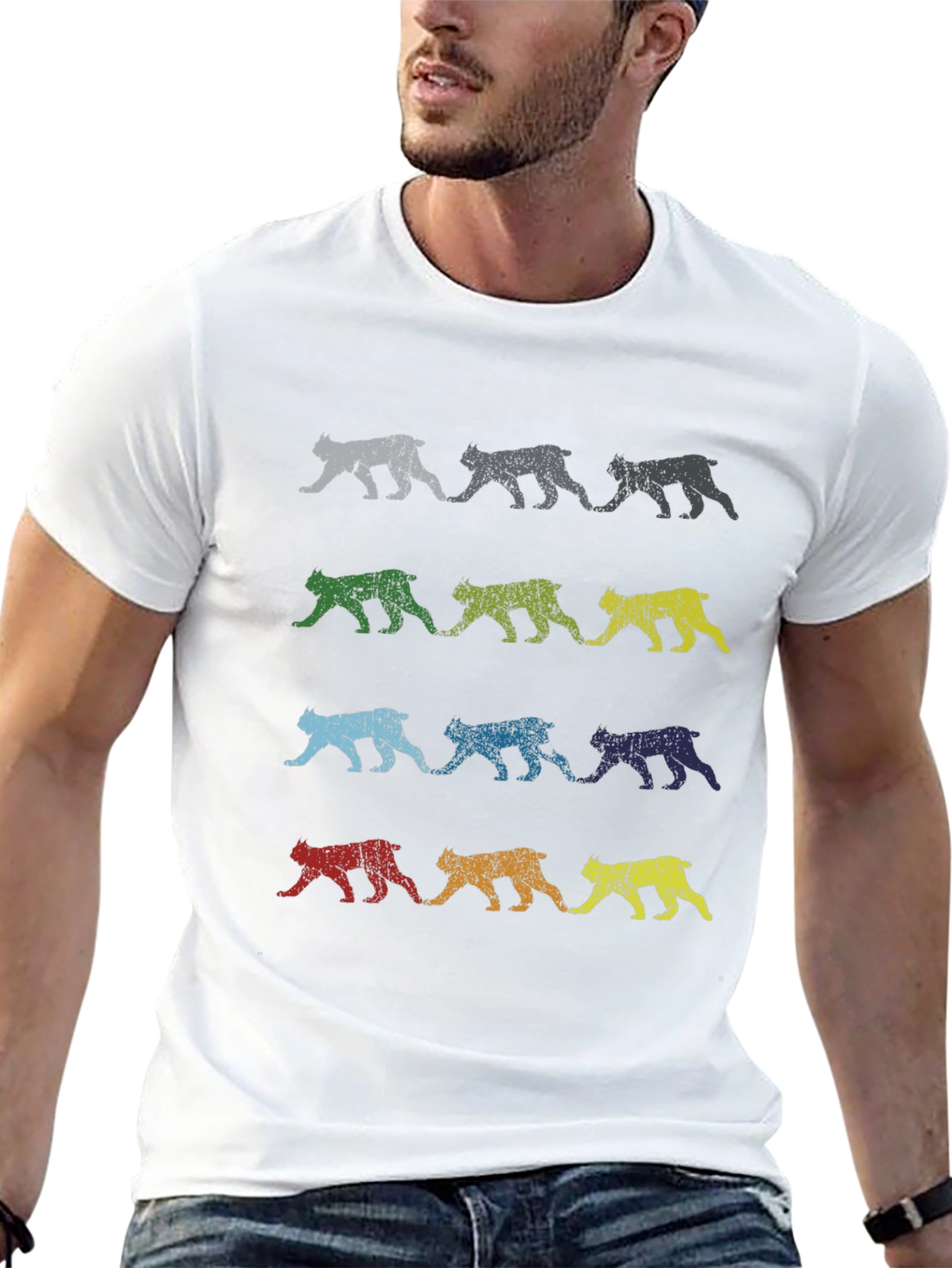 Retro Bobcat Print T-Shirt