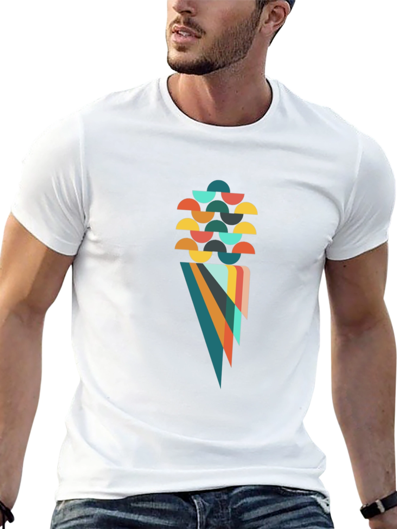 Geometric Cone Graphic Black T-Shirt