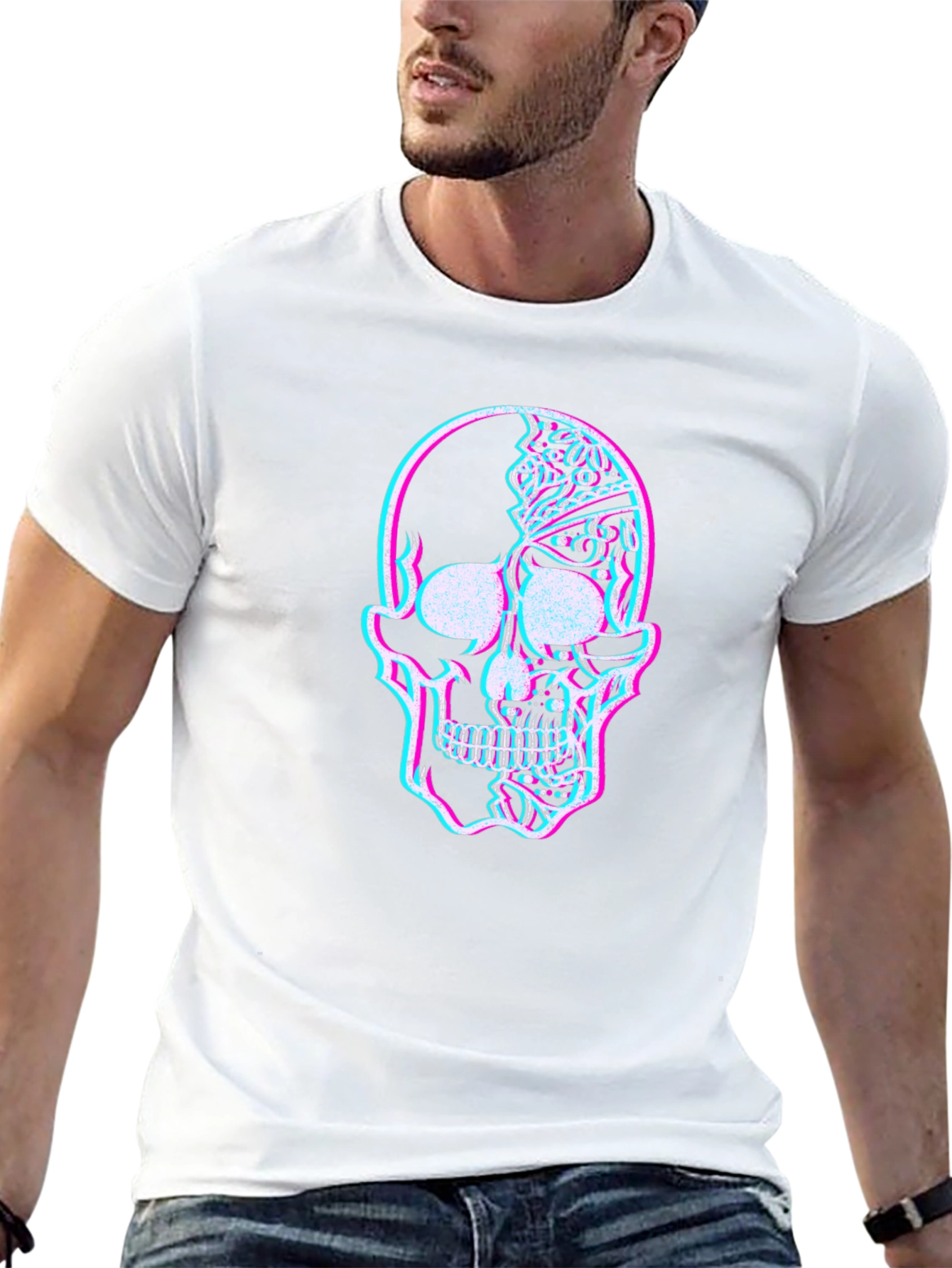 Glitch Skull Graphic Tee - Mens Black T-Shirt