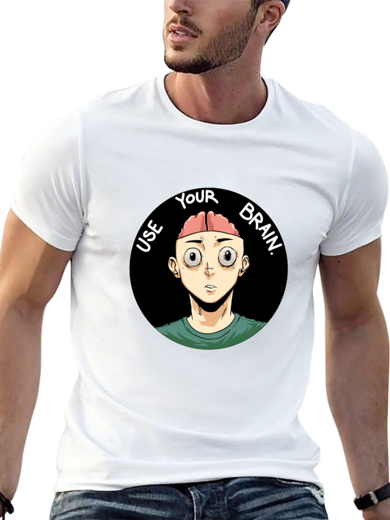 Use Your Brain Graphic Tee - Black Cotton T-Shirt