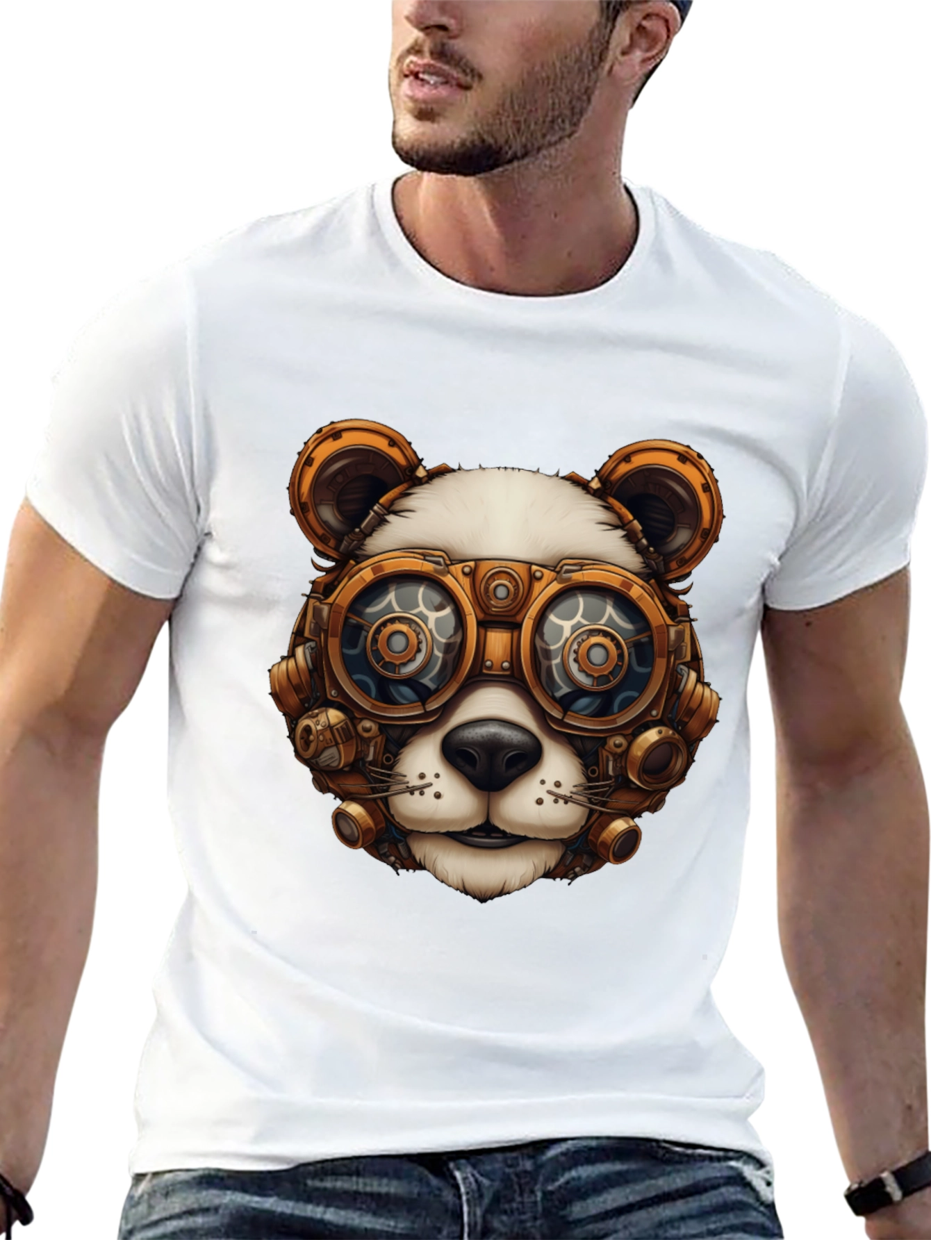 Steampunk Panda Graphic T-Shirt