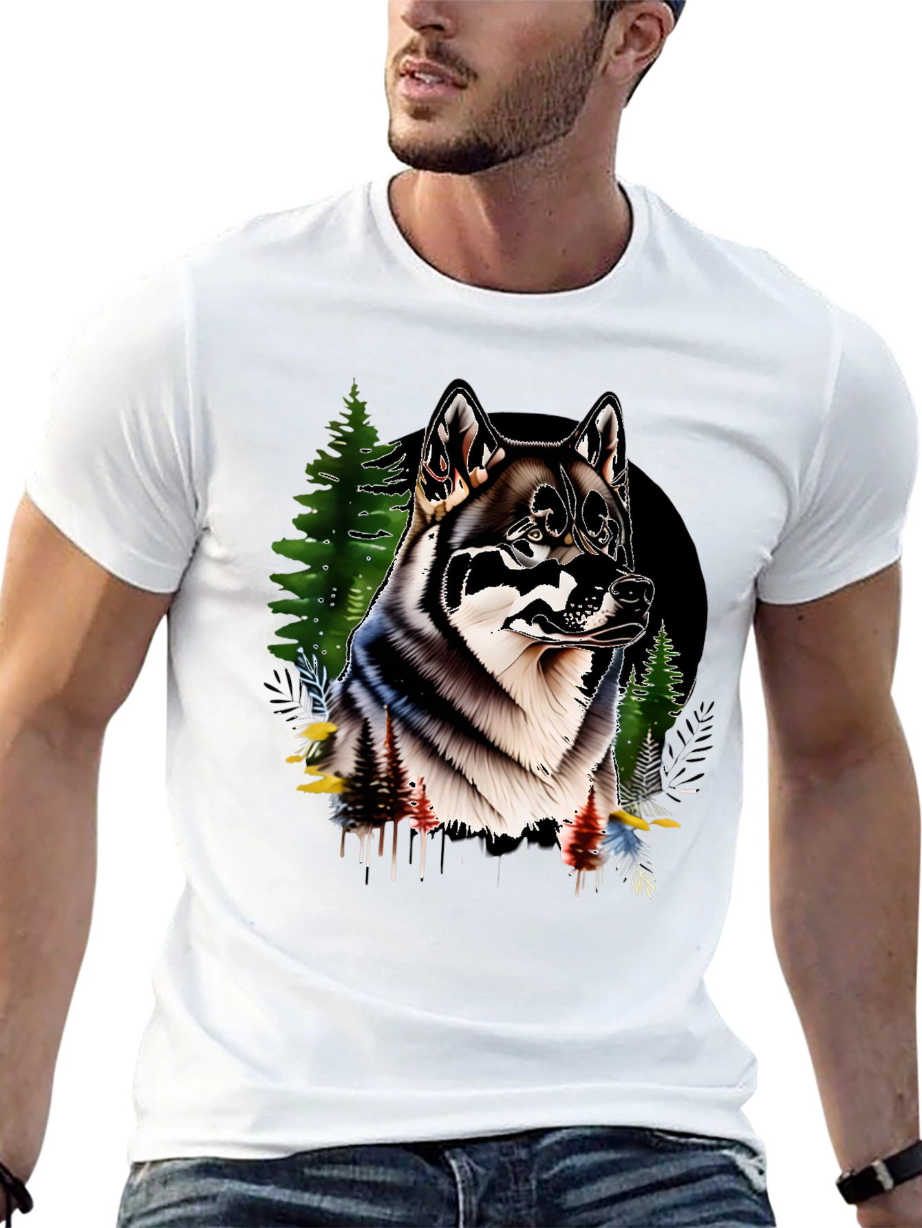 Wolf Graphic Black T-Shirt for Men