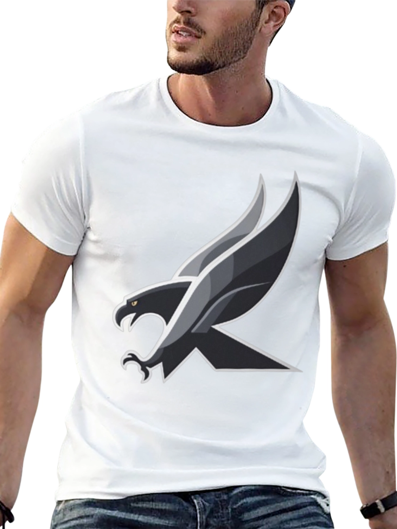 Mens Black T-Shirt with Eagle Design