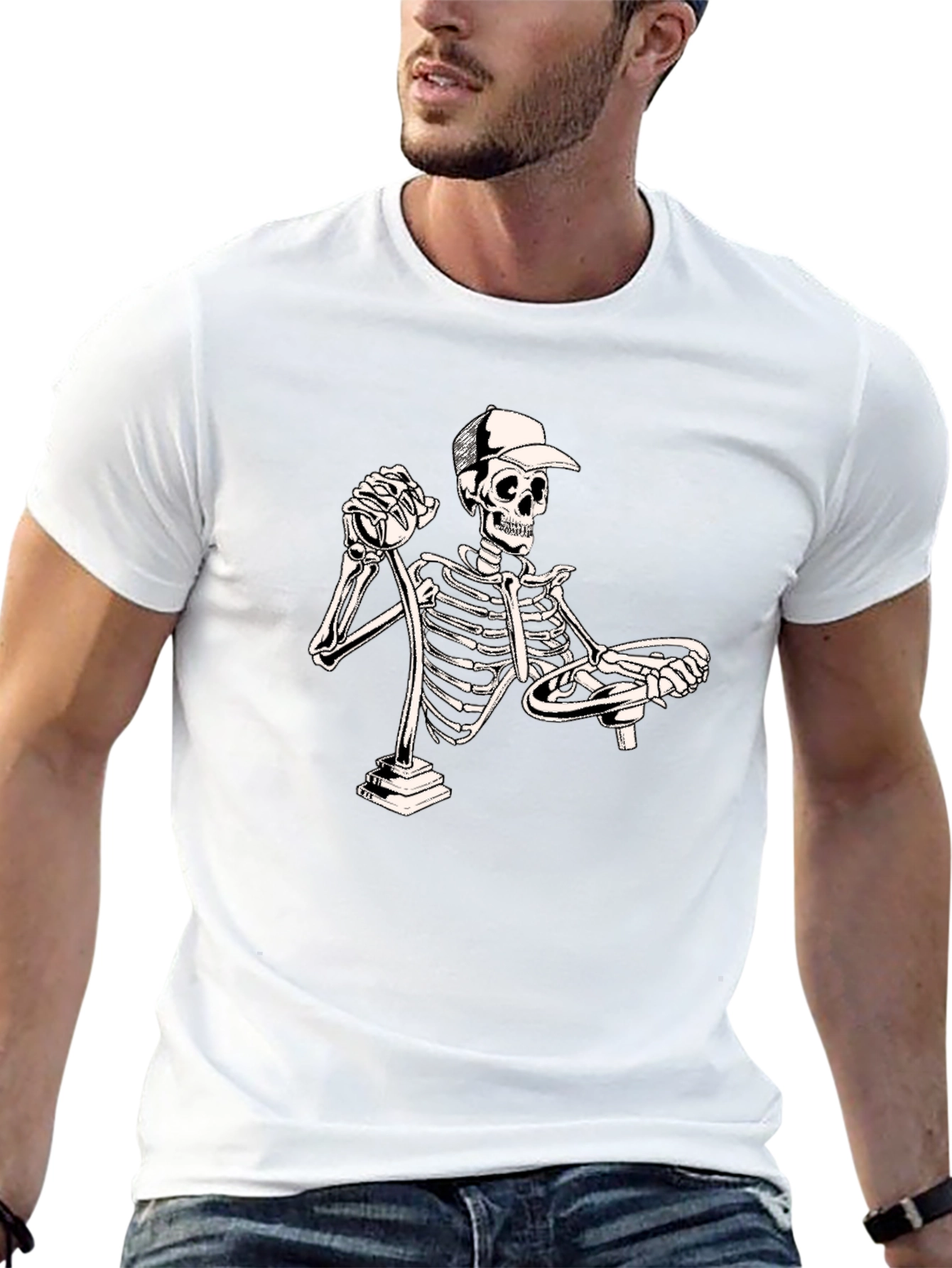 Funny Skeleton Driver T-Shirt - Black Cotton Tee