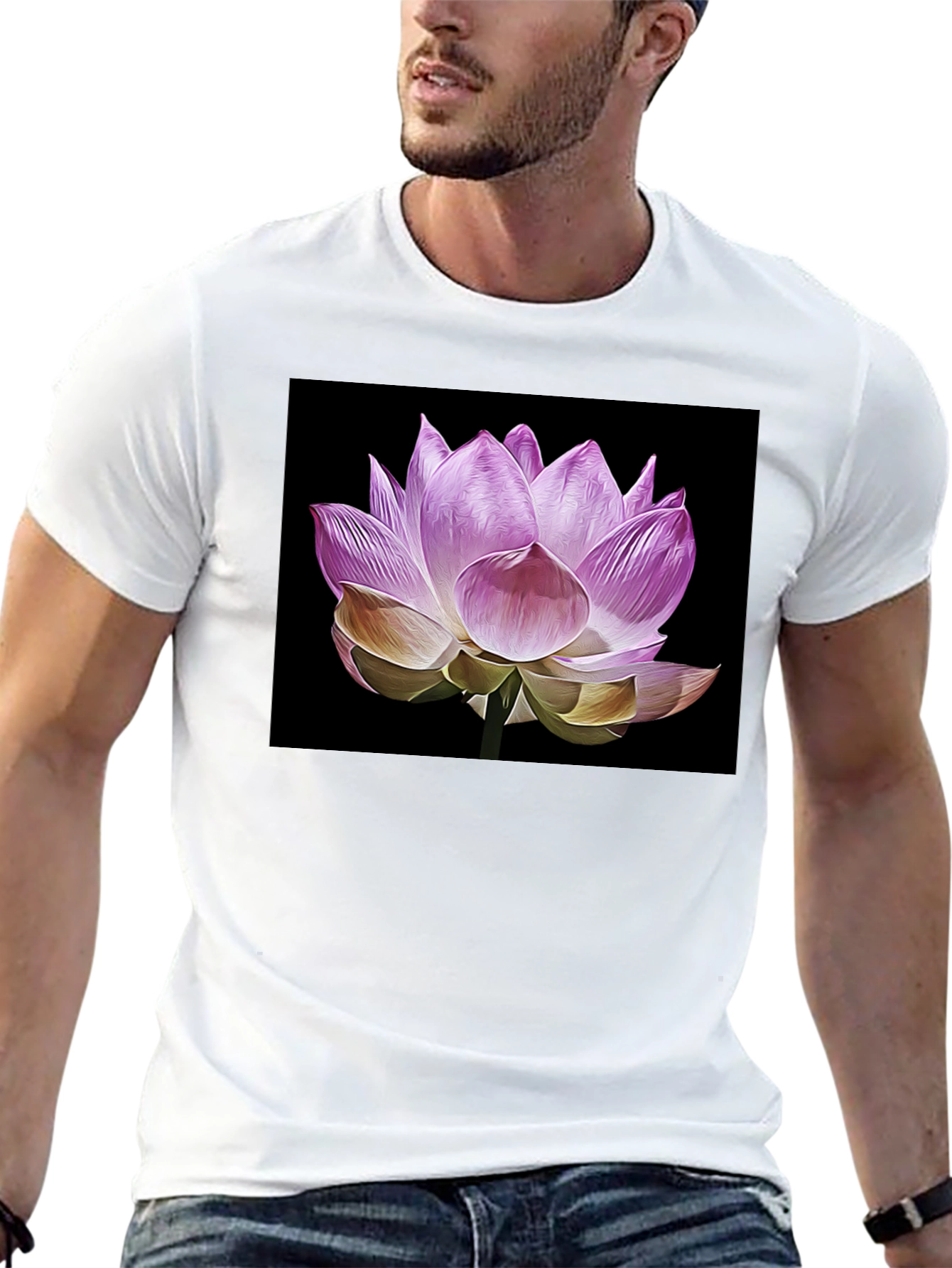 Lotus Flower Graphic T-Shirt - Black