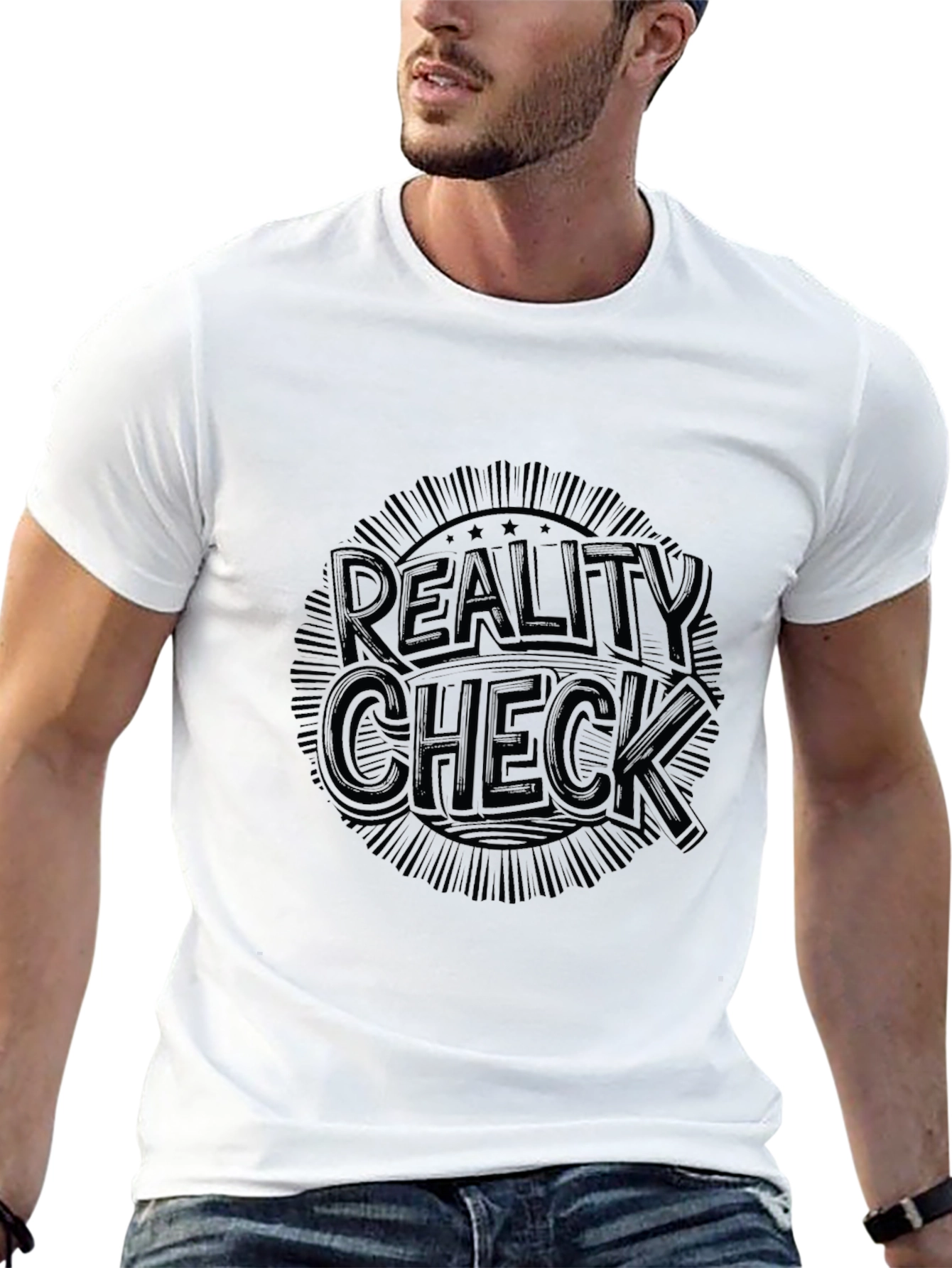 Reality Check Graphic Tee - Black Cotton Comfort