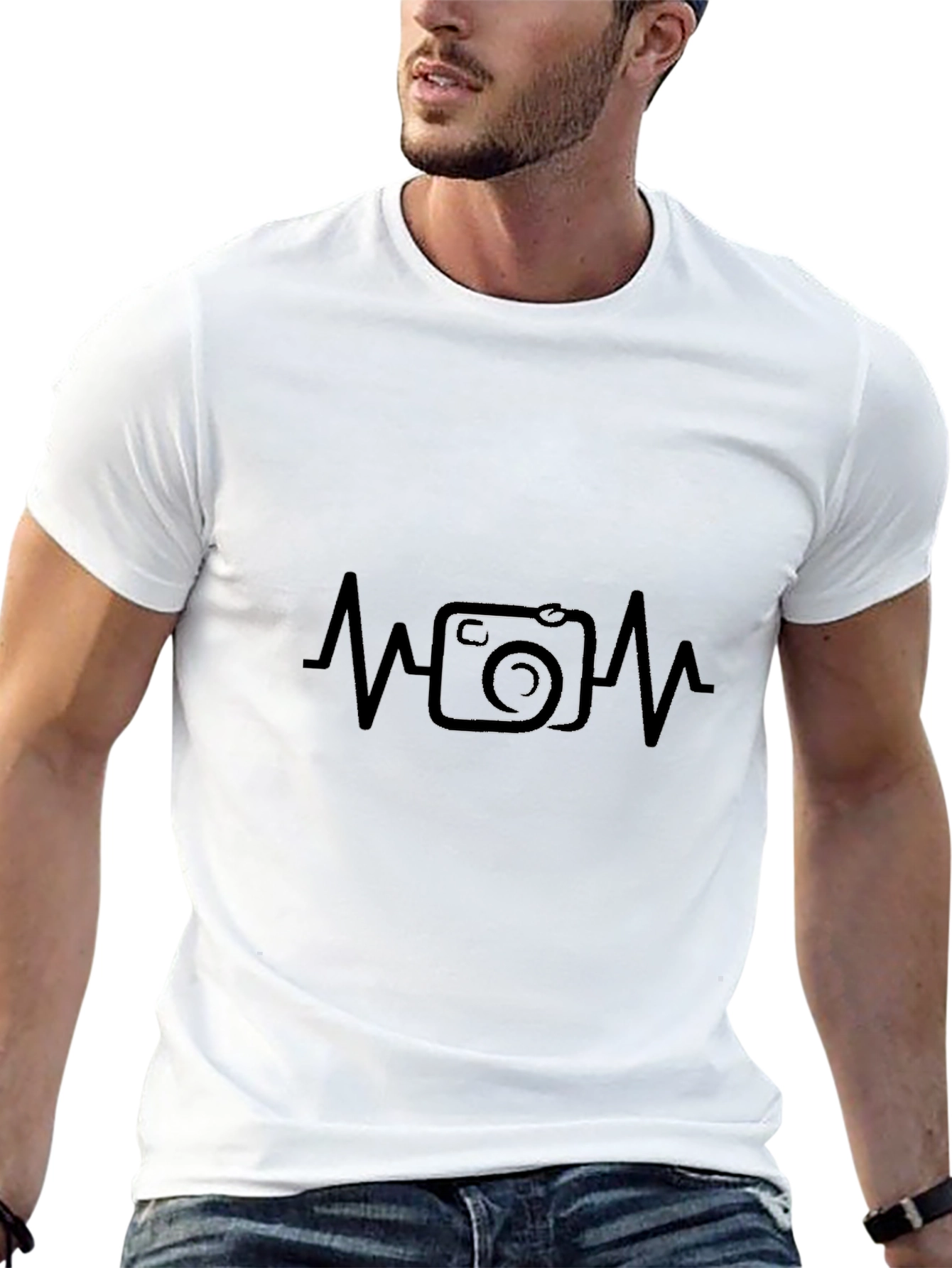 Photographer Heartbeat Black Graphic Tee