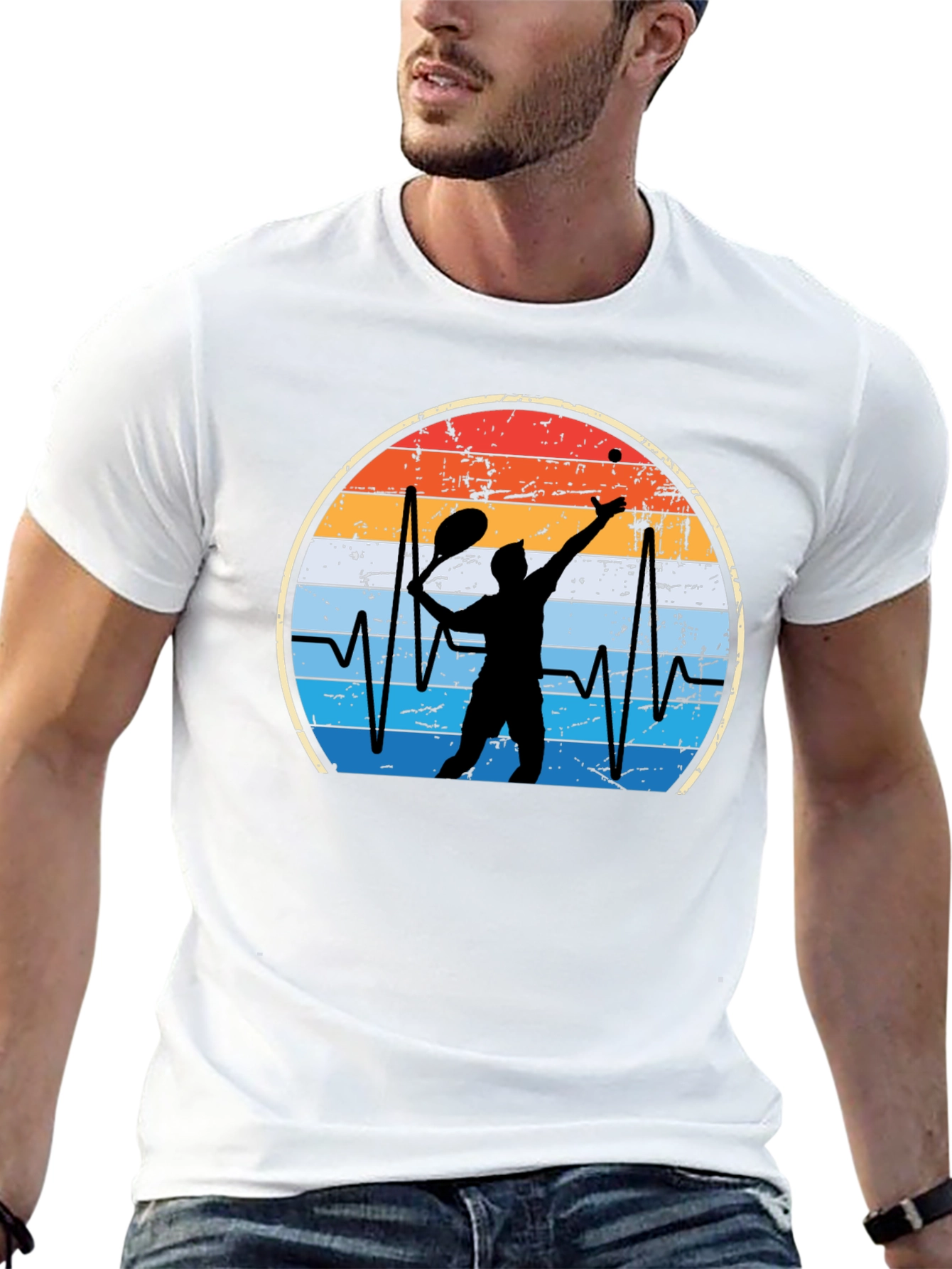 Tennis Heartbeat Graphic Tee - Sporty Comfort
