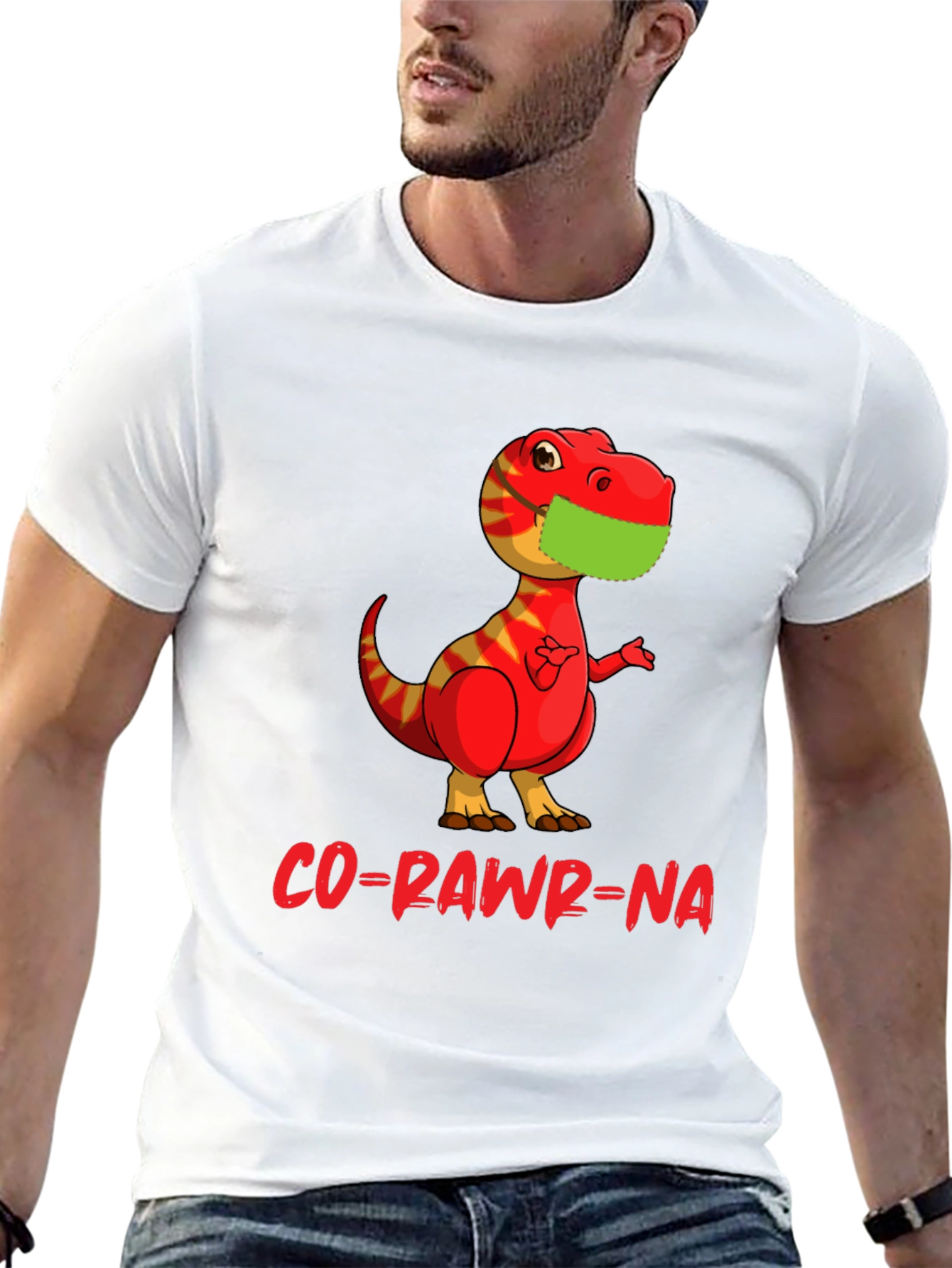 Co-Rawr-Na T-Shirt - Dino with Mask Graphic Tee
