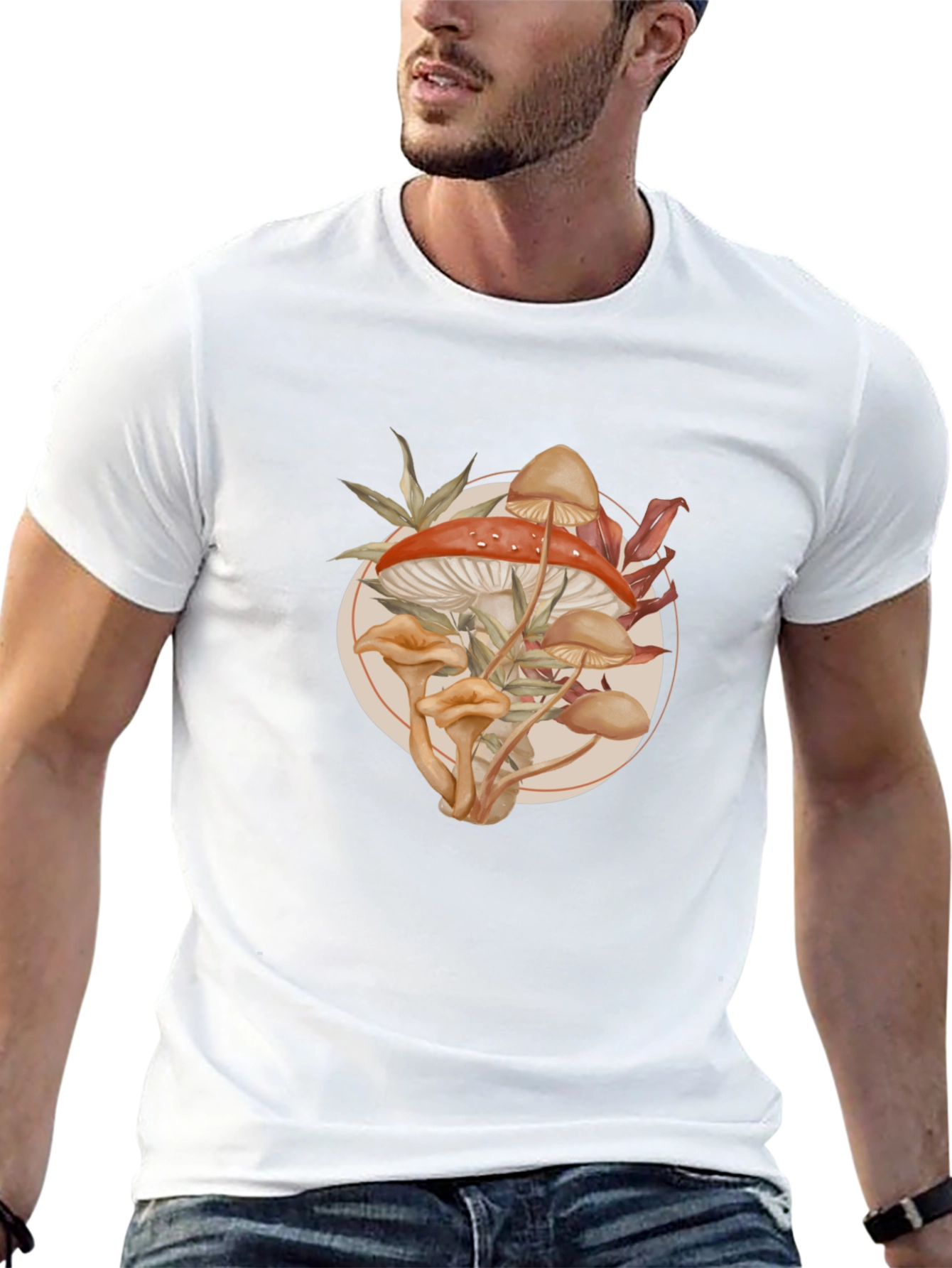 Mushroom Circle Graphic Tee - Nature Inspired Design