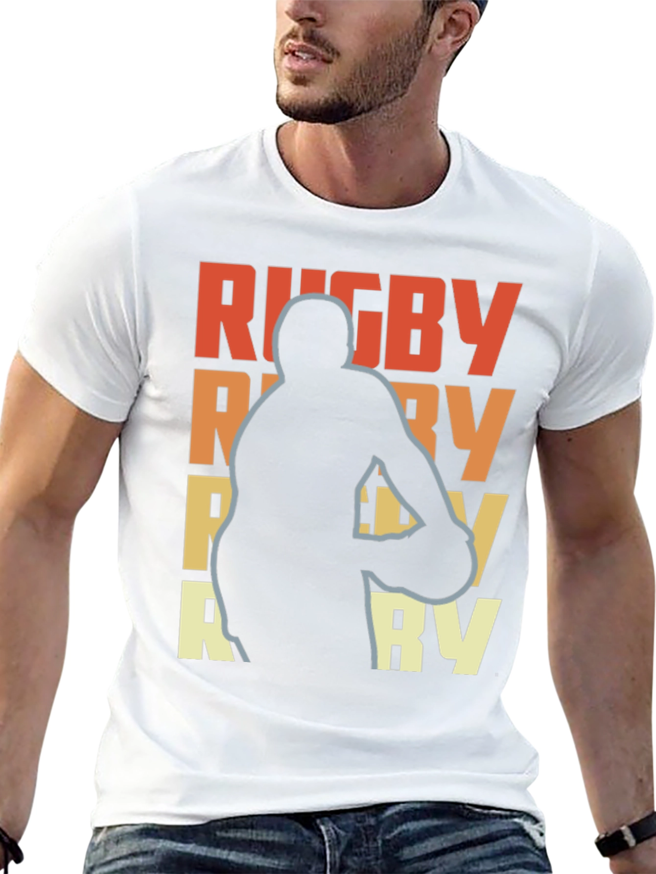 Rugby Player Graphic Tee - Retro Style T-Shirt