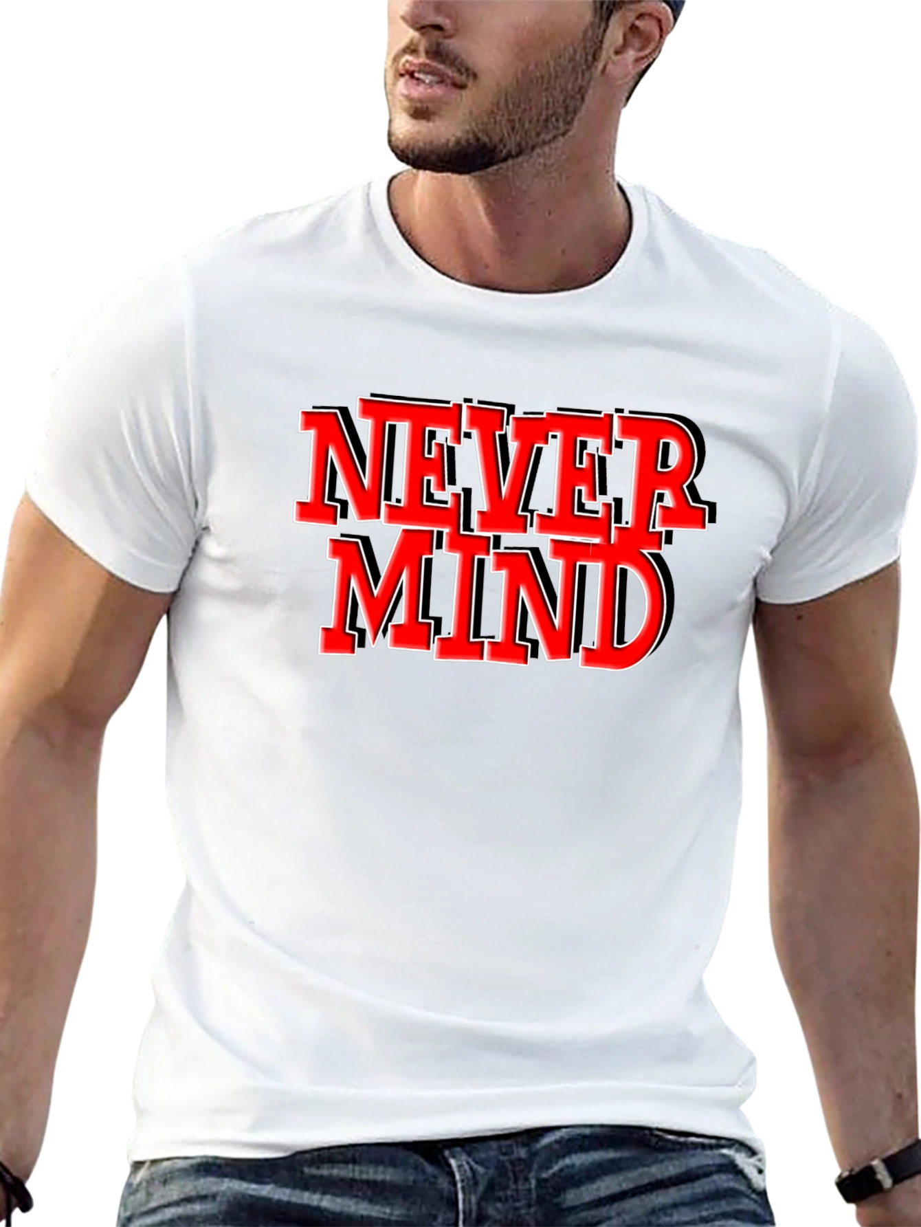 Never Mind Graphic Tee - Black Crew Neck T-Shirt