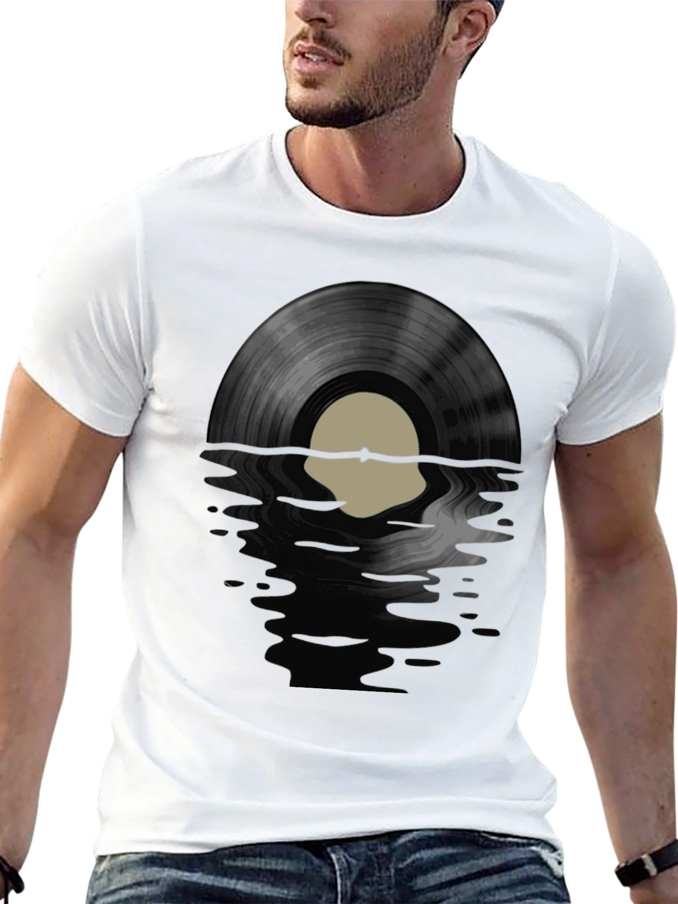 Vinyl Record Graphic Tee - Black