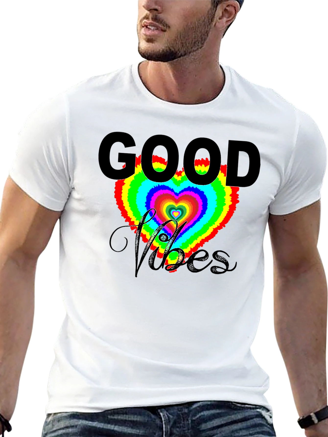 Good Vibes Heart T-Shirt - Black
