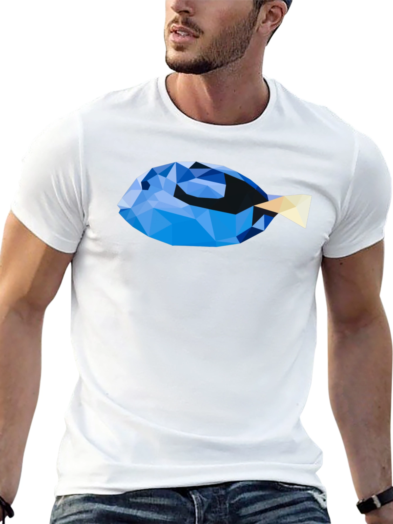 Geometric Fish Graphic T-Shirt - Modern Art Tee