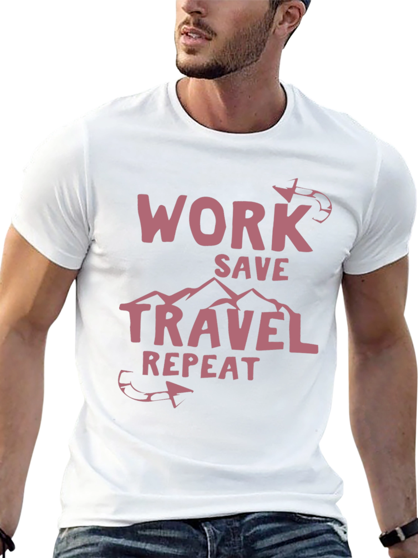 Work Save Travel Repeat Graphic T-Shirt