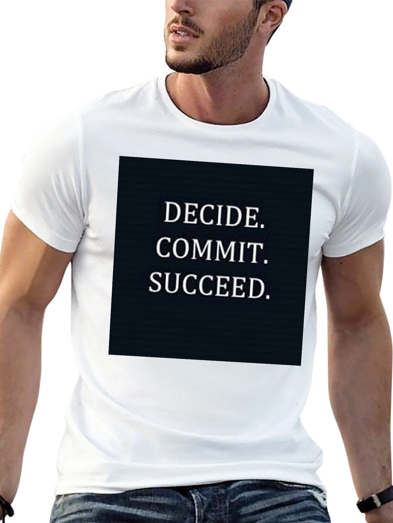 Motivational T-Shirt - Decide Commit Succeed - Black