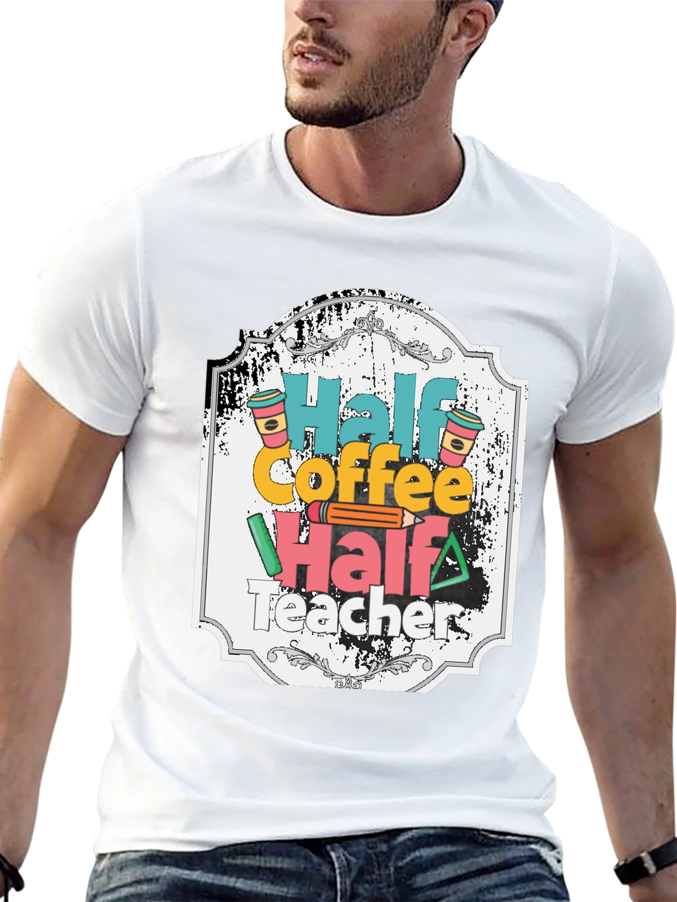 Half Coffee Half Teacher Graphic Tee