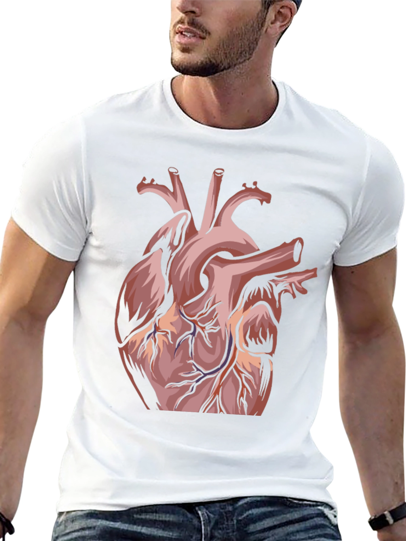 Anatomical Heart Graphic Tee - Black Cotton Blend