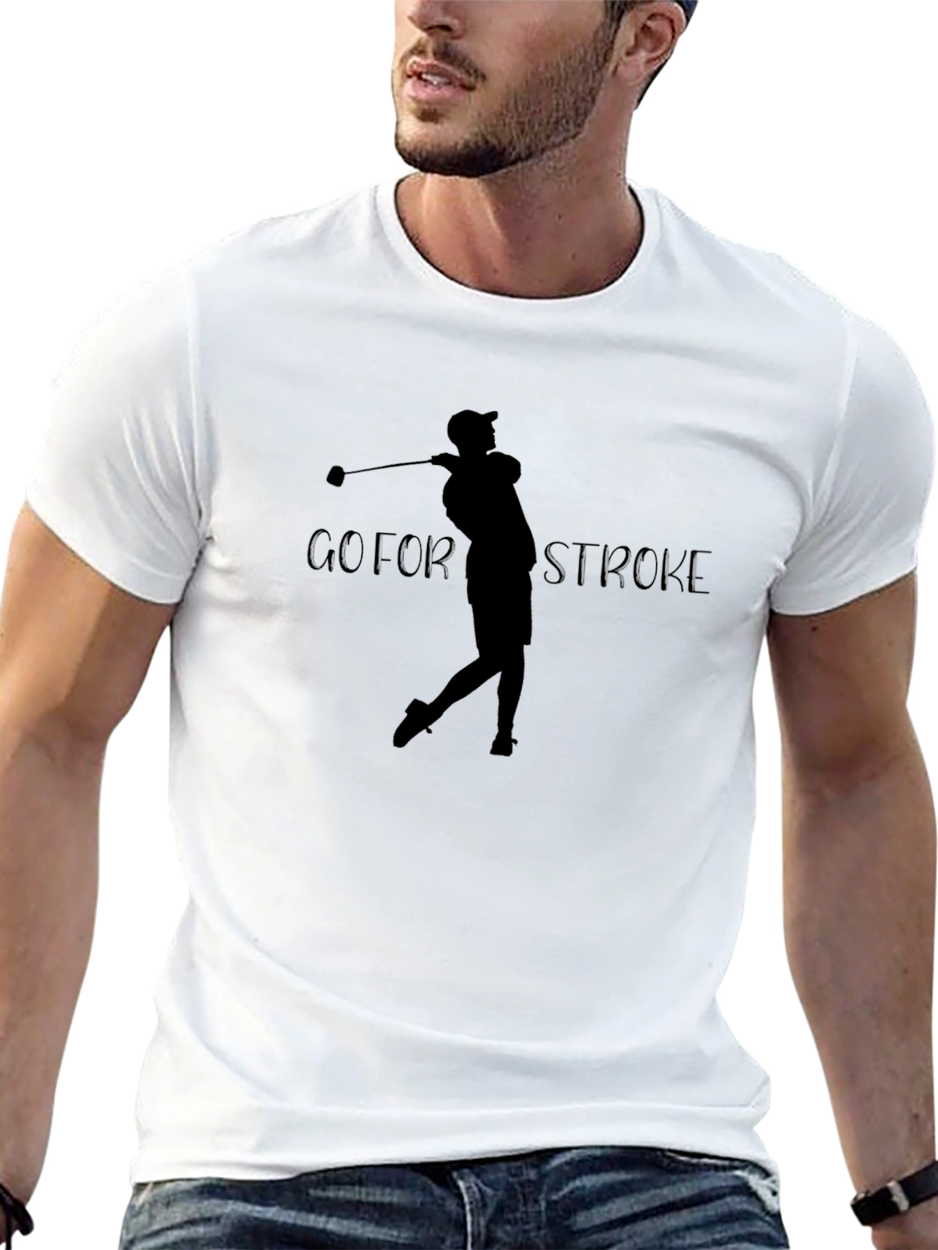 Go For Stroke Black Golf T-Shirt