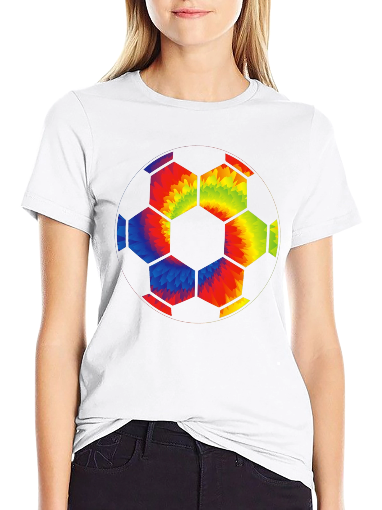Rainbow Soccer Ball Graphic T-Shirt