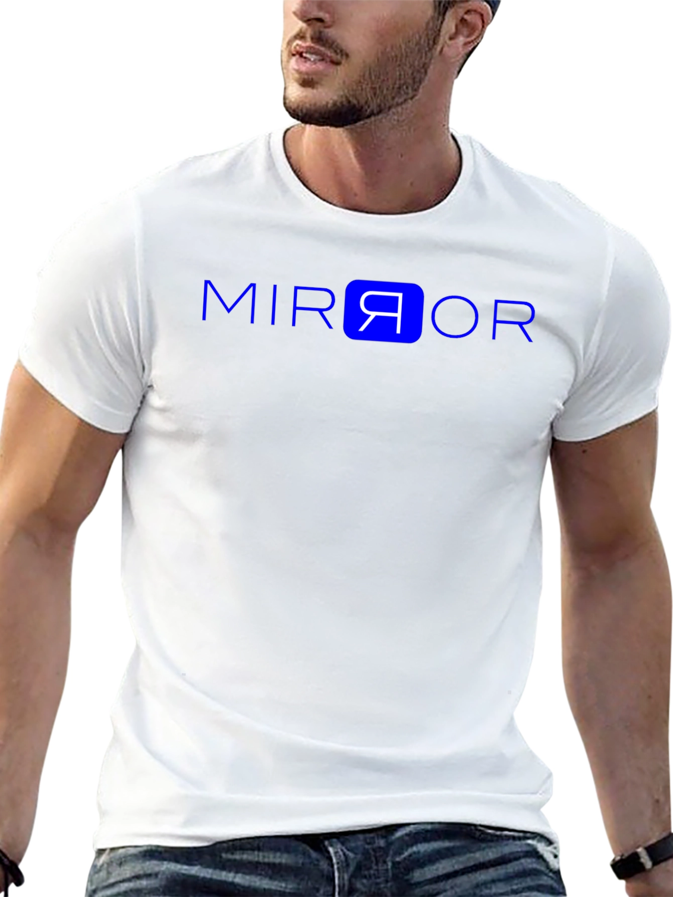Mirror Graphic Tee - Black Cotton Casual Shirt
