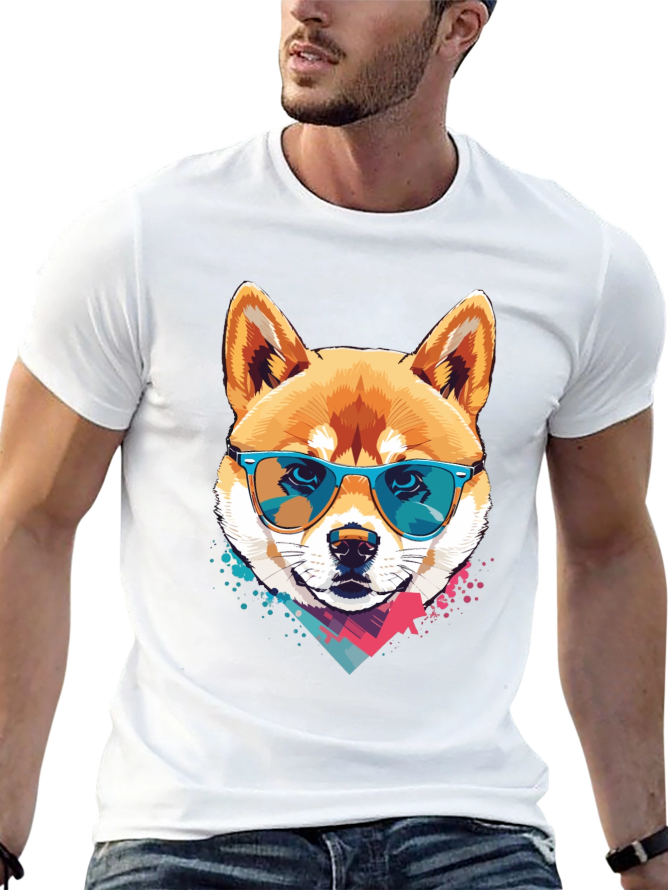 Shiba Inu Sunglasses Graphic Tee - Cool Dog Shirt