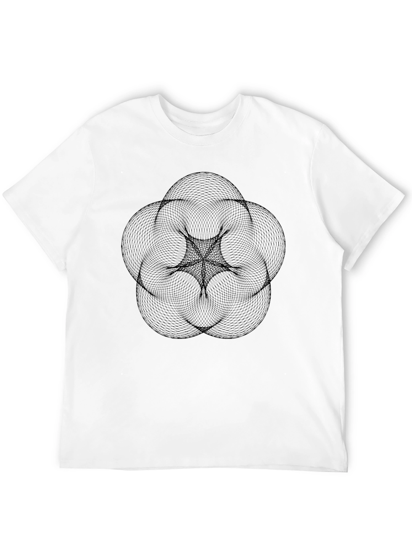 Geometric Flower Graphic Black T-Shirt