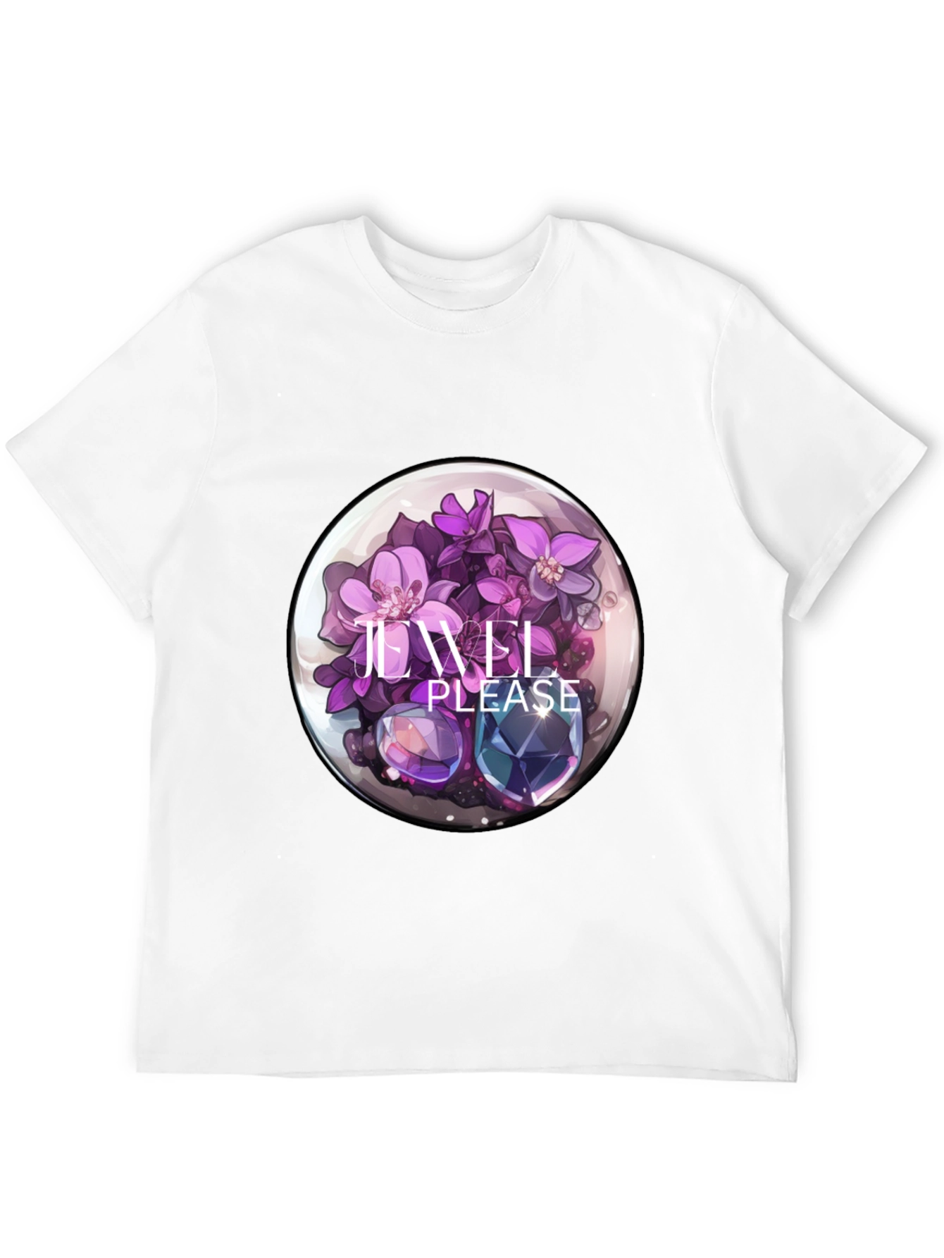 Floral Jewel Graphic Tee - Sleek Black T-Shirt