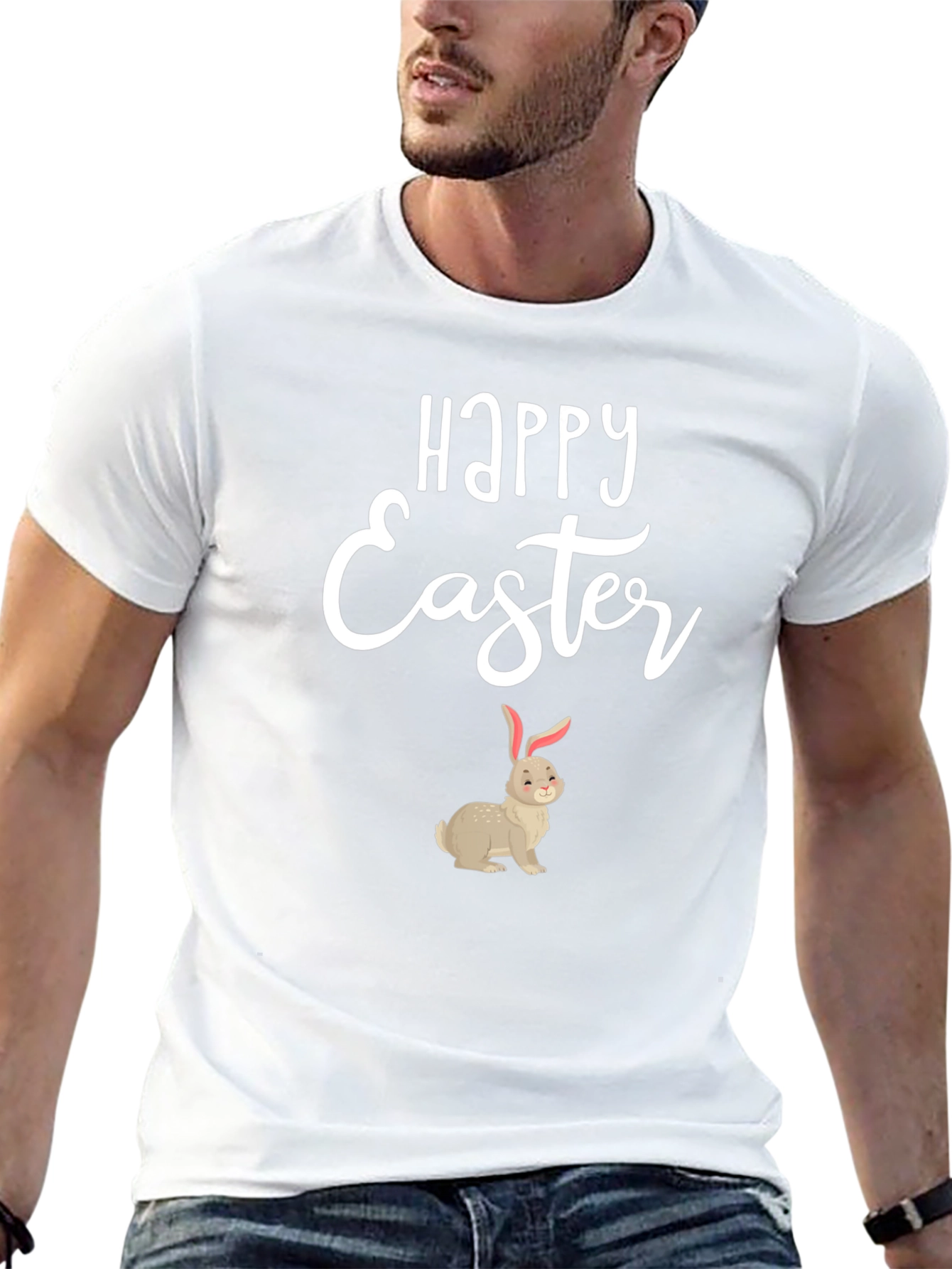 Happy Easter Bunny Graphic Tee - Black