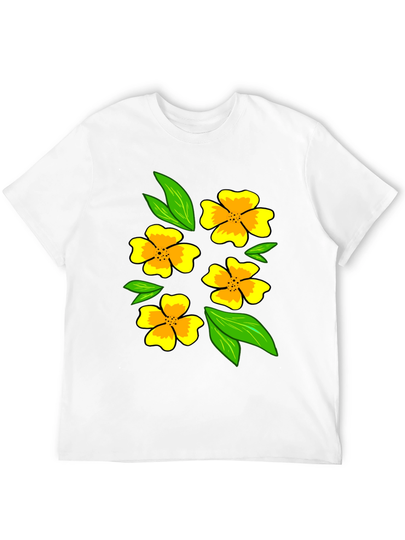 Floral Print Black T-Shirt - Mens Casual Fashion