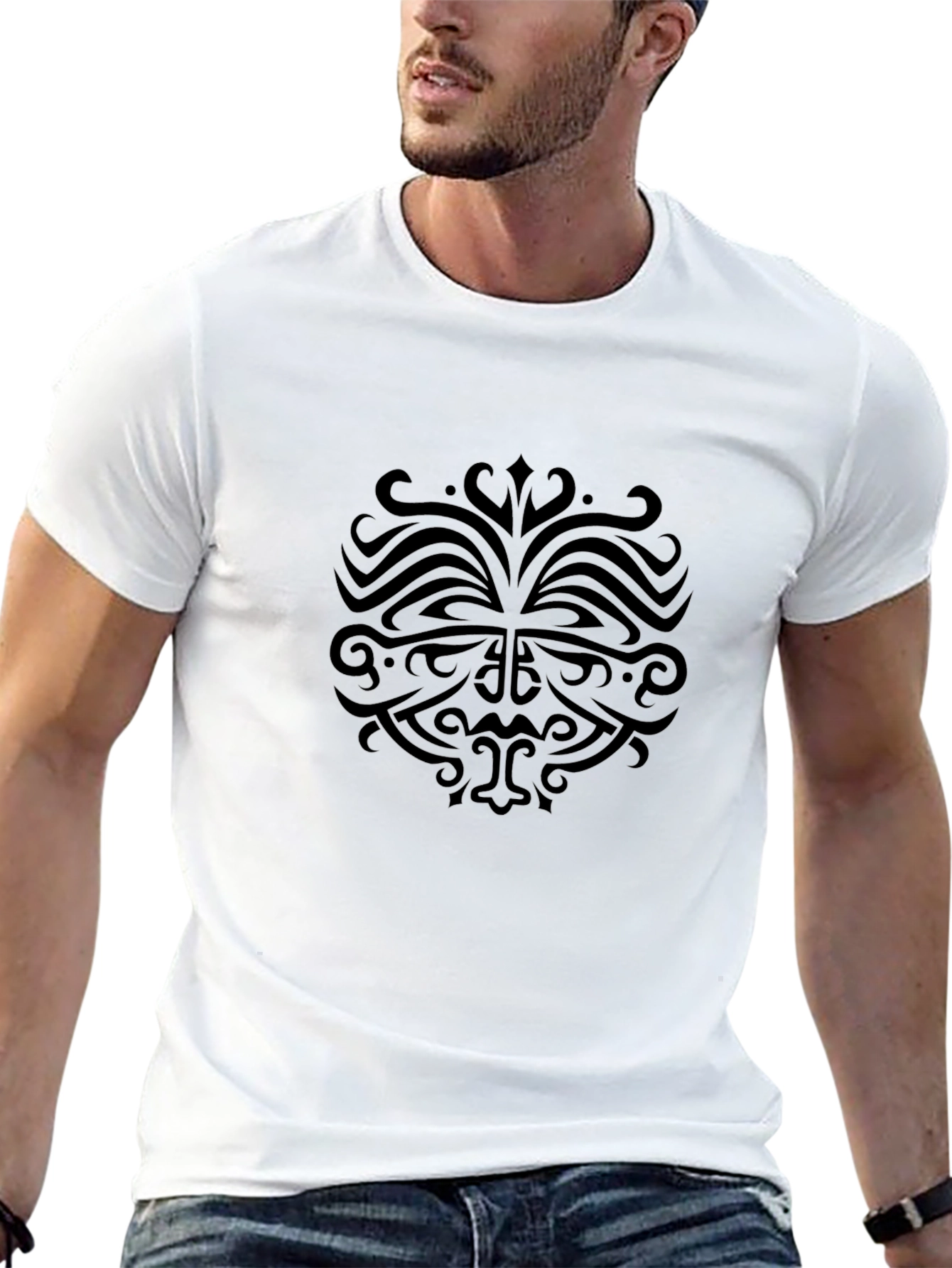 Black Tribal Print T-Shirt - Mens Casual Wear