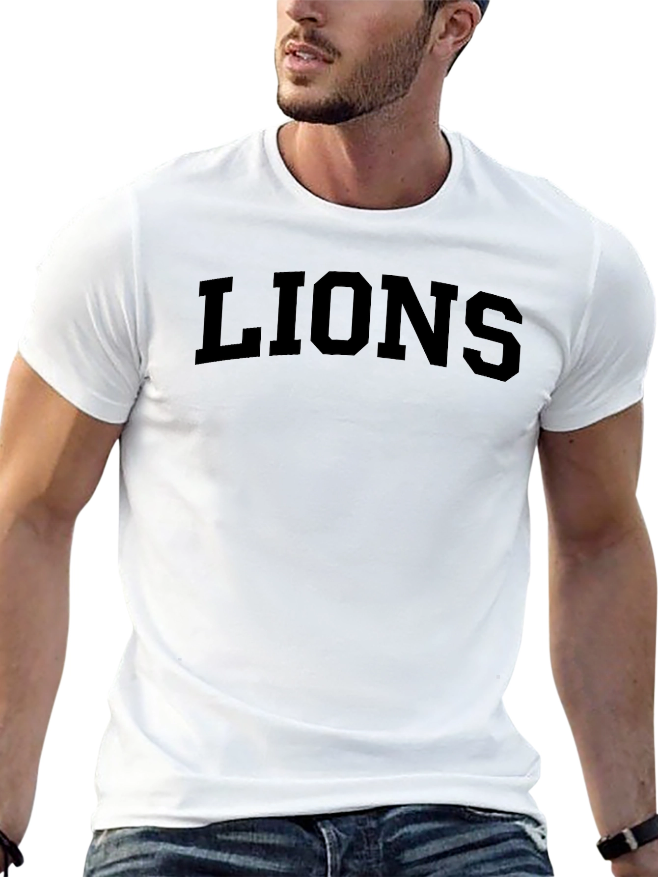 LIONS Graphic Print T-Shirt - Classic Crew Neck Tee