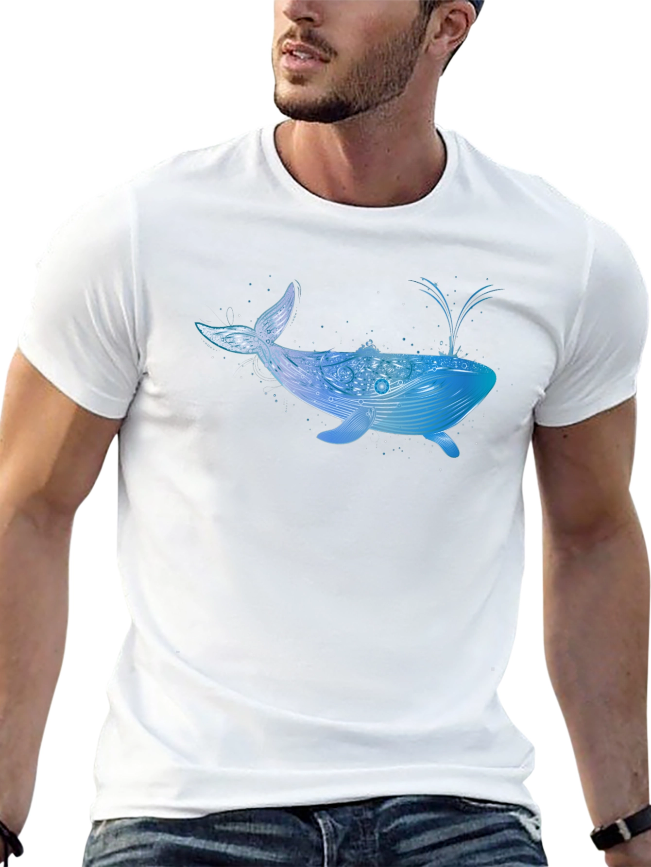 Whale Graphic Print Black T-Shirt