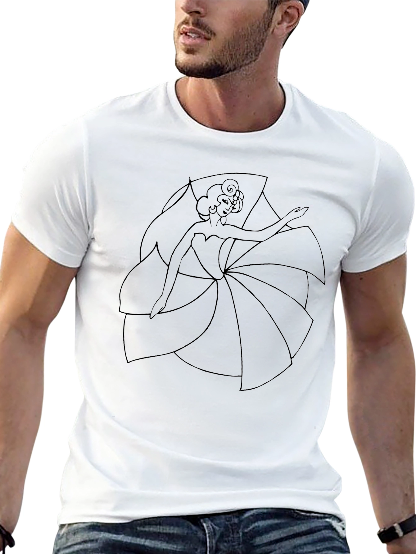 Black T-Shirt with Floral Dancer Graphic