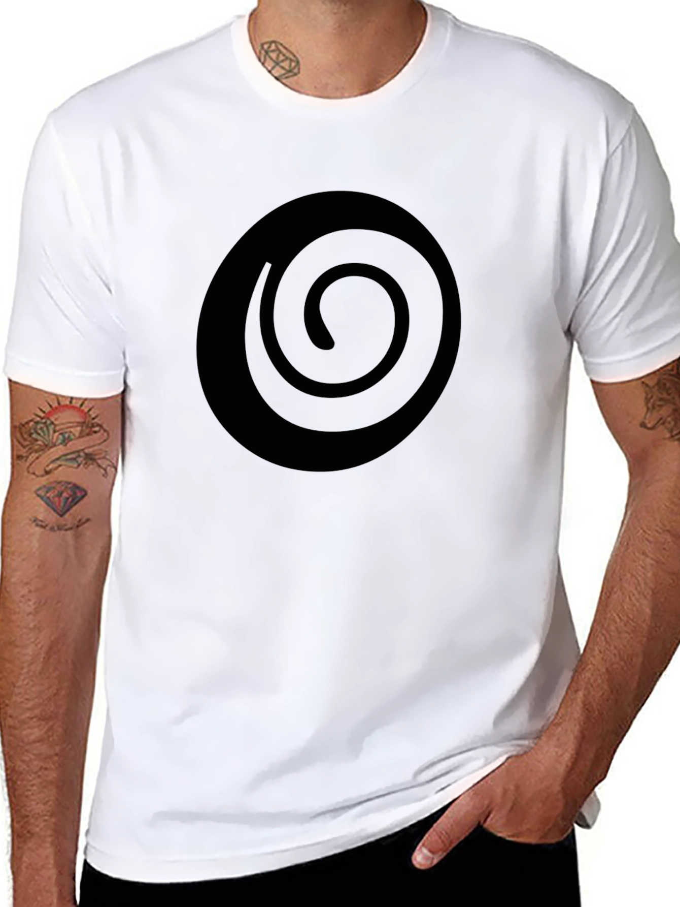Black Spiral Graphic Tee - Stylish Mens Cotton T-Shirt
