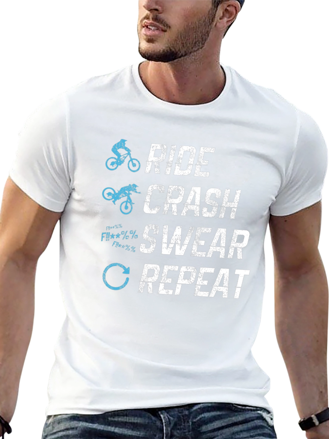 Ride Crash Swear Repeat T-Shirt - Mountain Biking