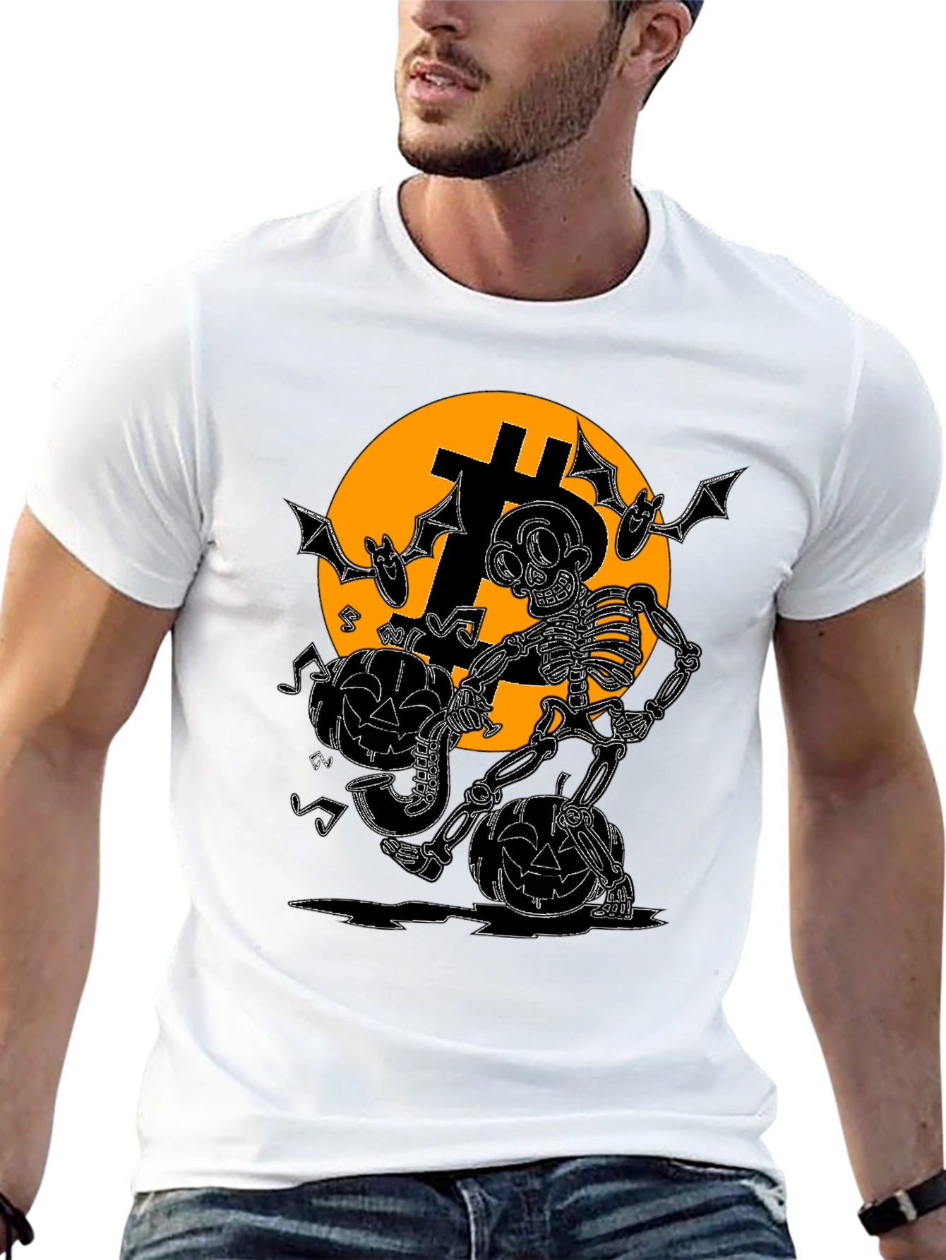 Bitcoin Halloween Skeleton T-Shirt - Crypto Spooky Tee