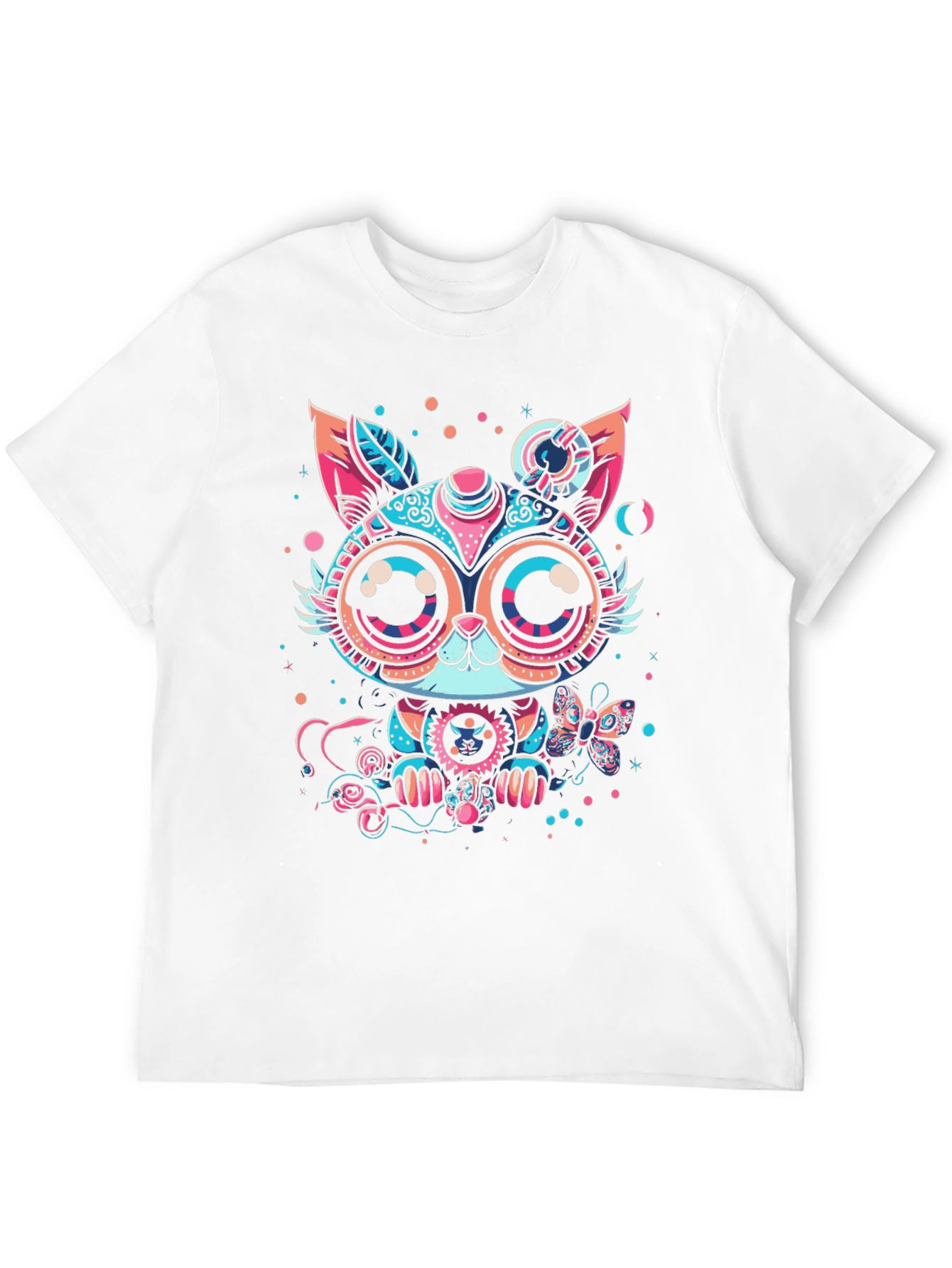 Steampunk Cat Graphic Print Black T-Shirt
