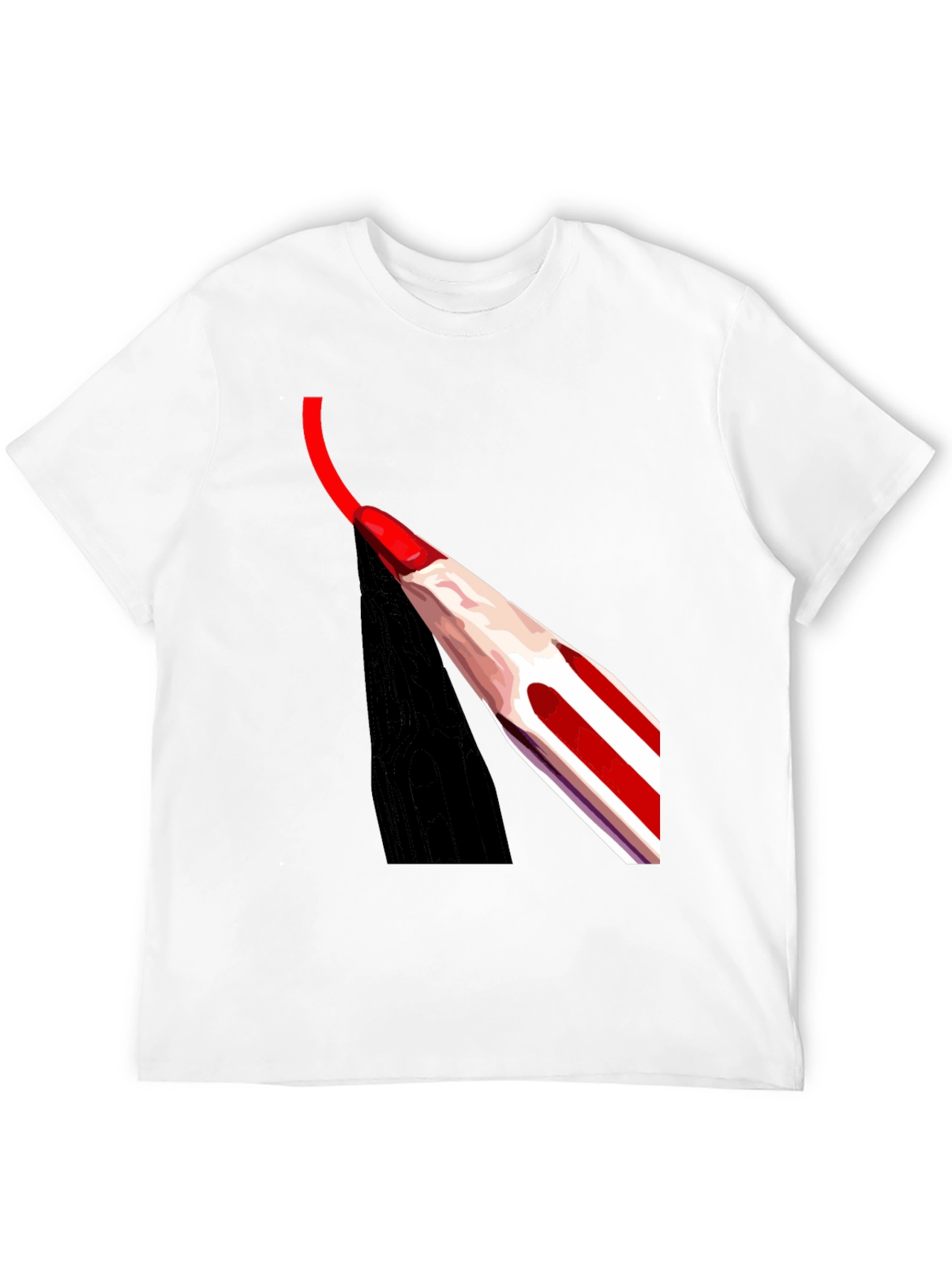 Red Pencil Art Black T-Shirt