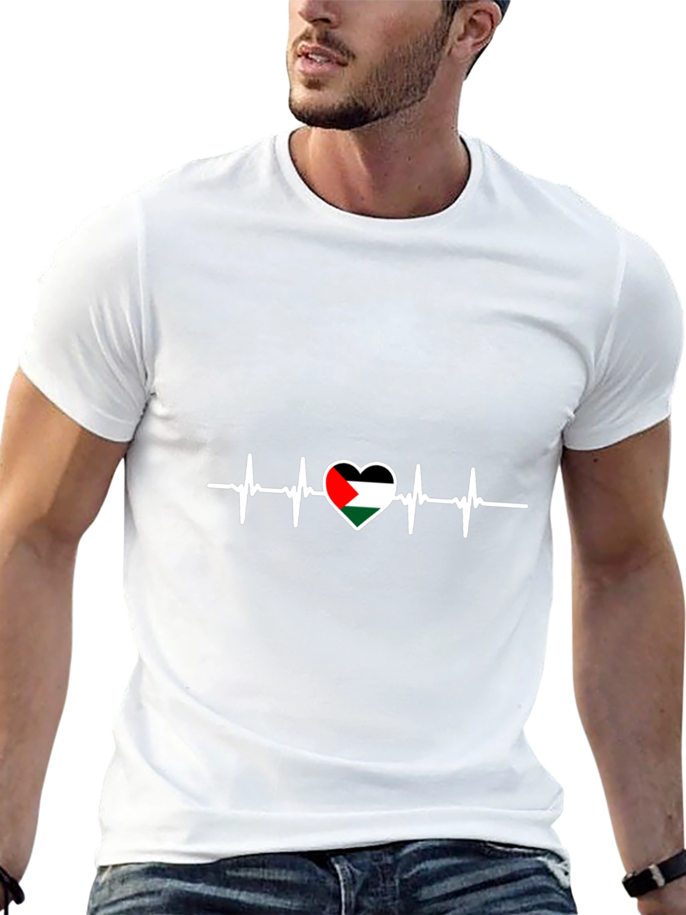 Palestine Heartbeat T-Shirt - Black