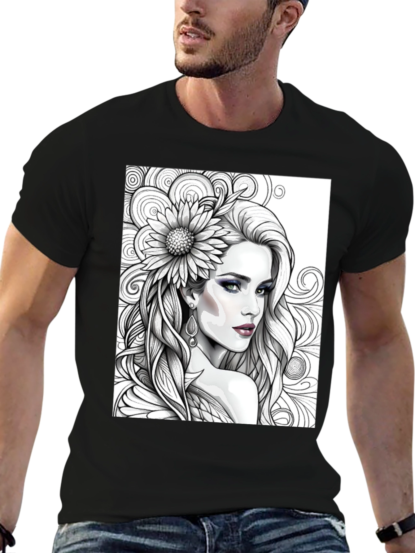 Elegant Woman Graphic Tee - Black