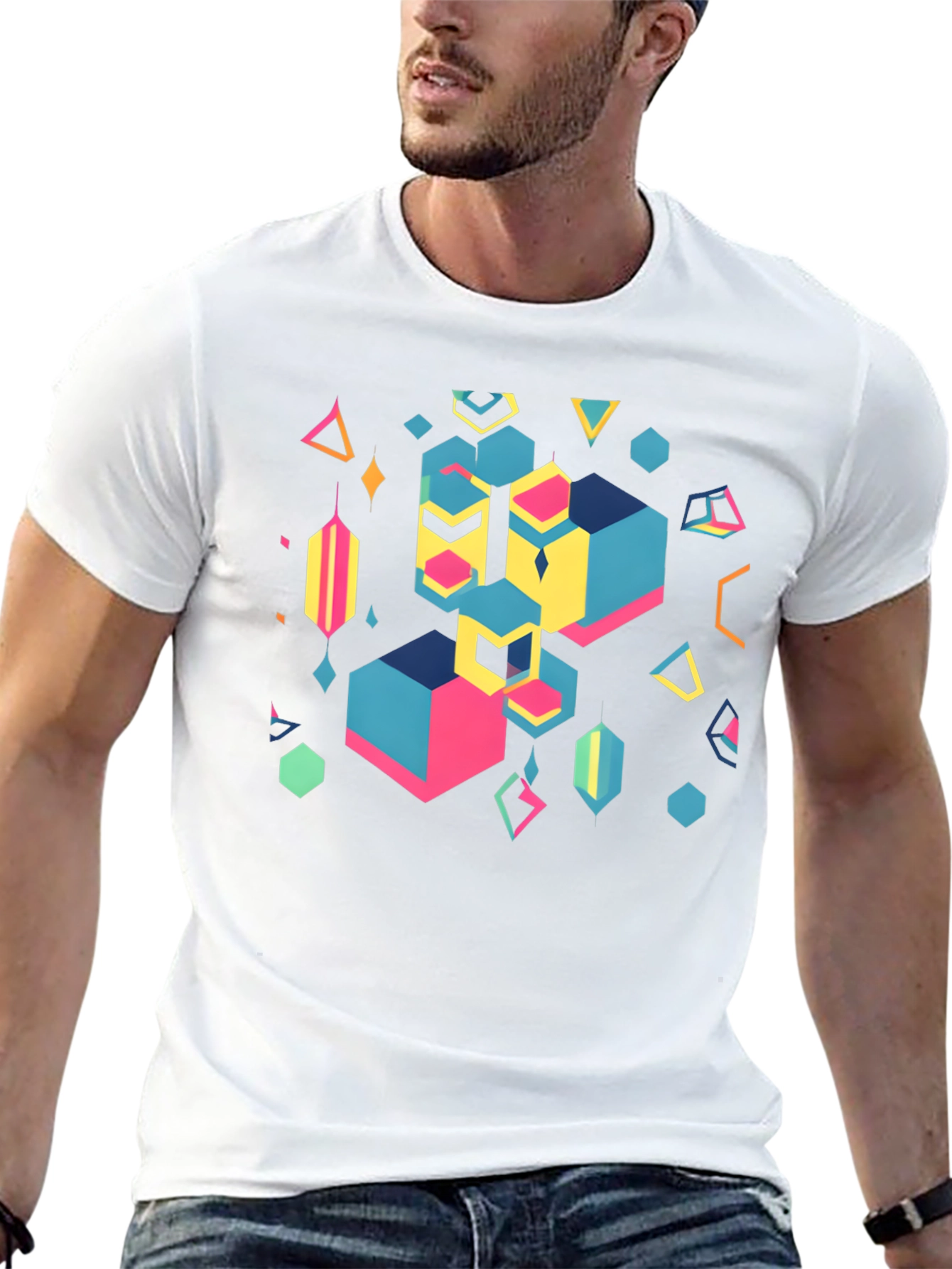 Geometric Abstract Black Graphic Tee