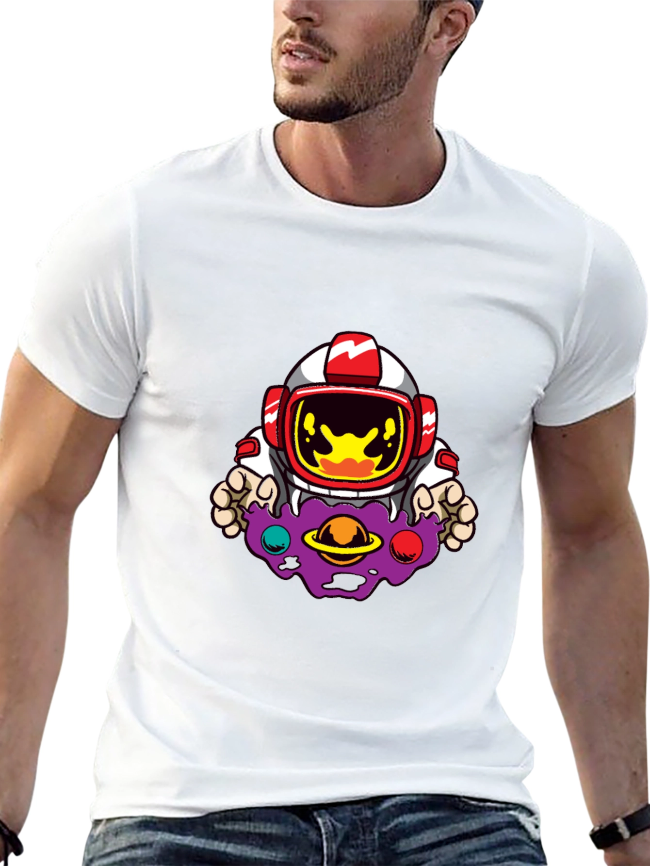 Astronaut Galaxy Graphic Black T-Shirt